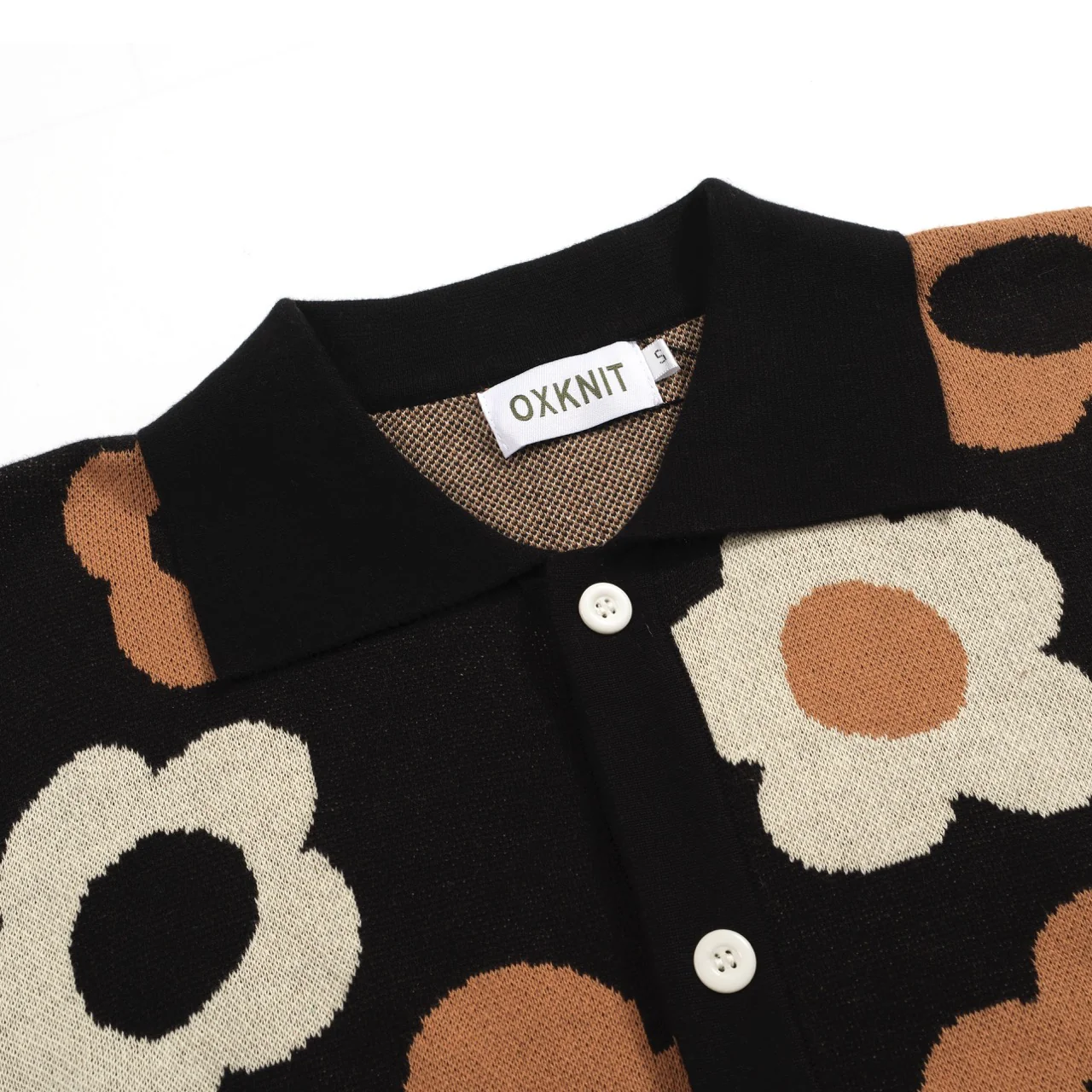 Men's black vintage vintage floral jacquard cardigan - Image 4