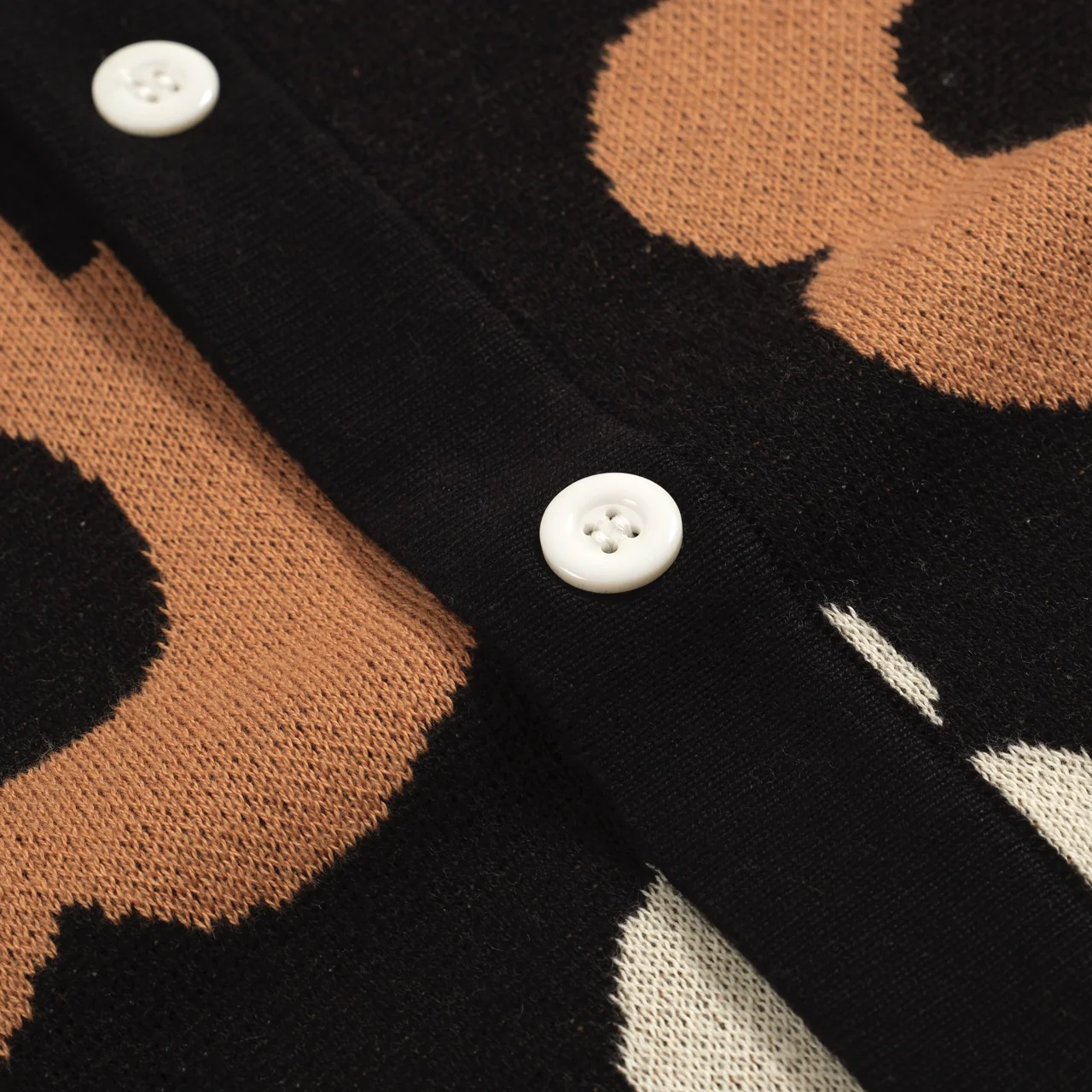 Men's black vintage vintage floral jacquard cardigan - Image 5