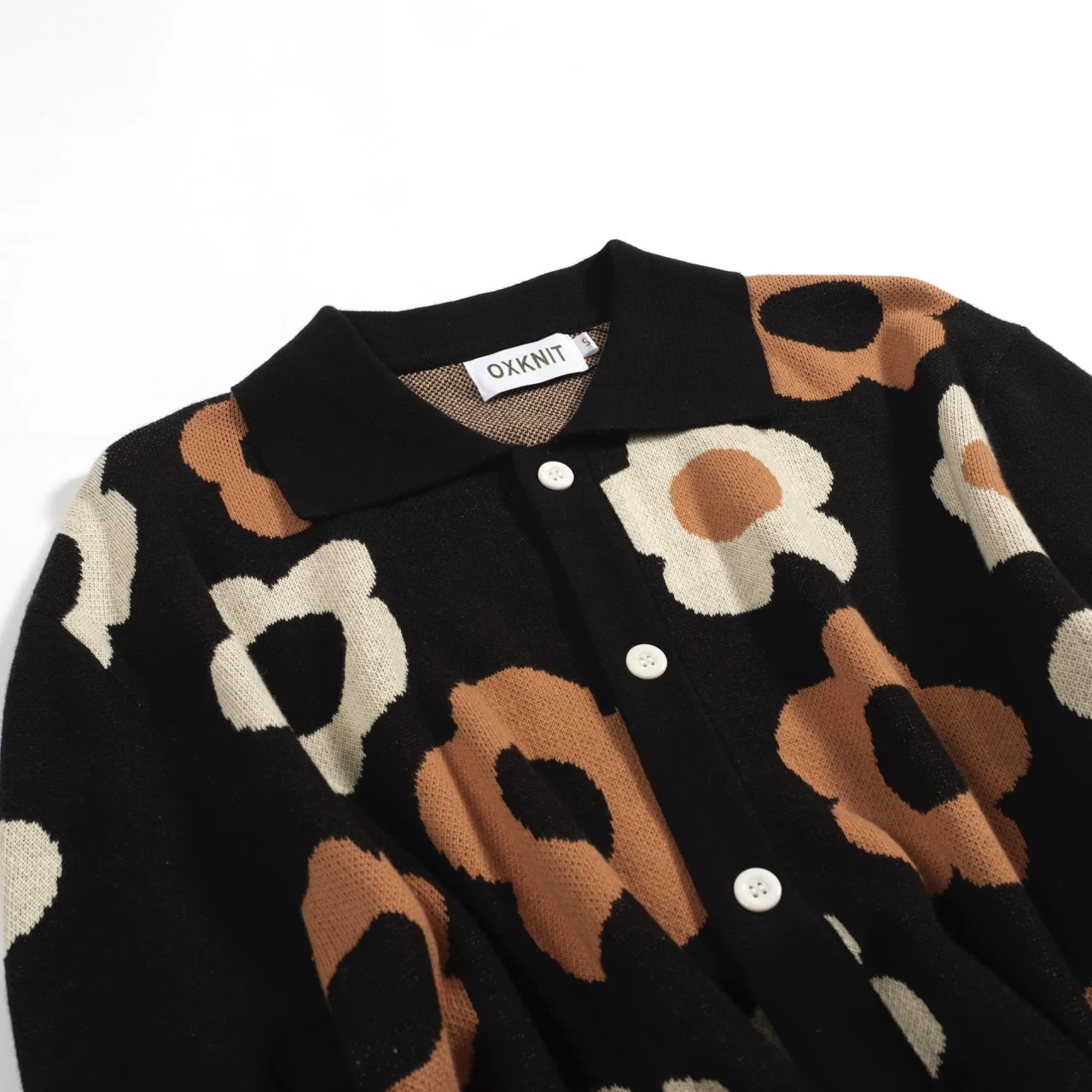 Men's black vintage vintage floral jacquard cardigan - Image 8