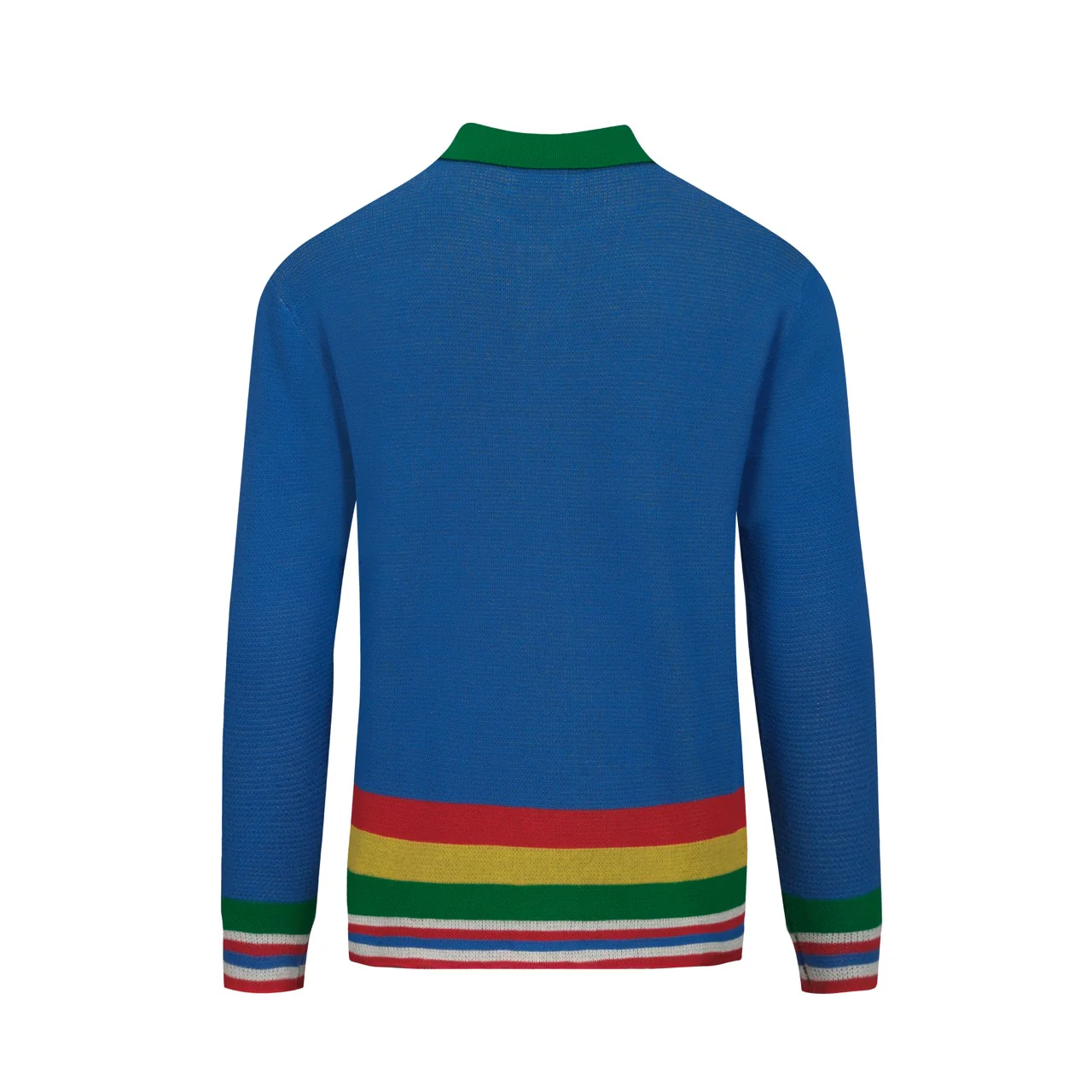 Men's Blue Art Retro Stripes Classic Jacquard Cardigan - Image 3