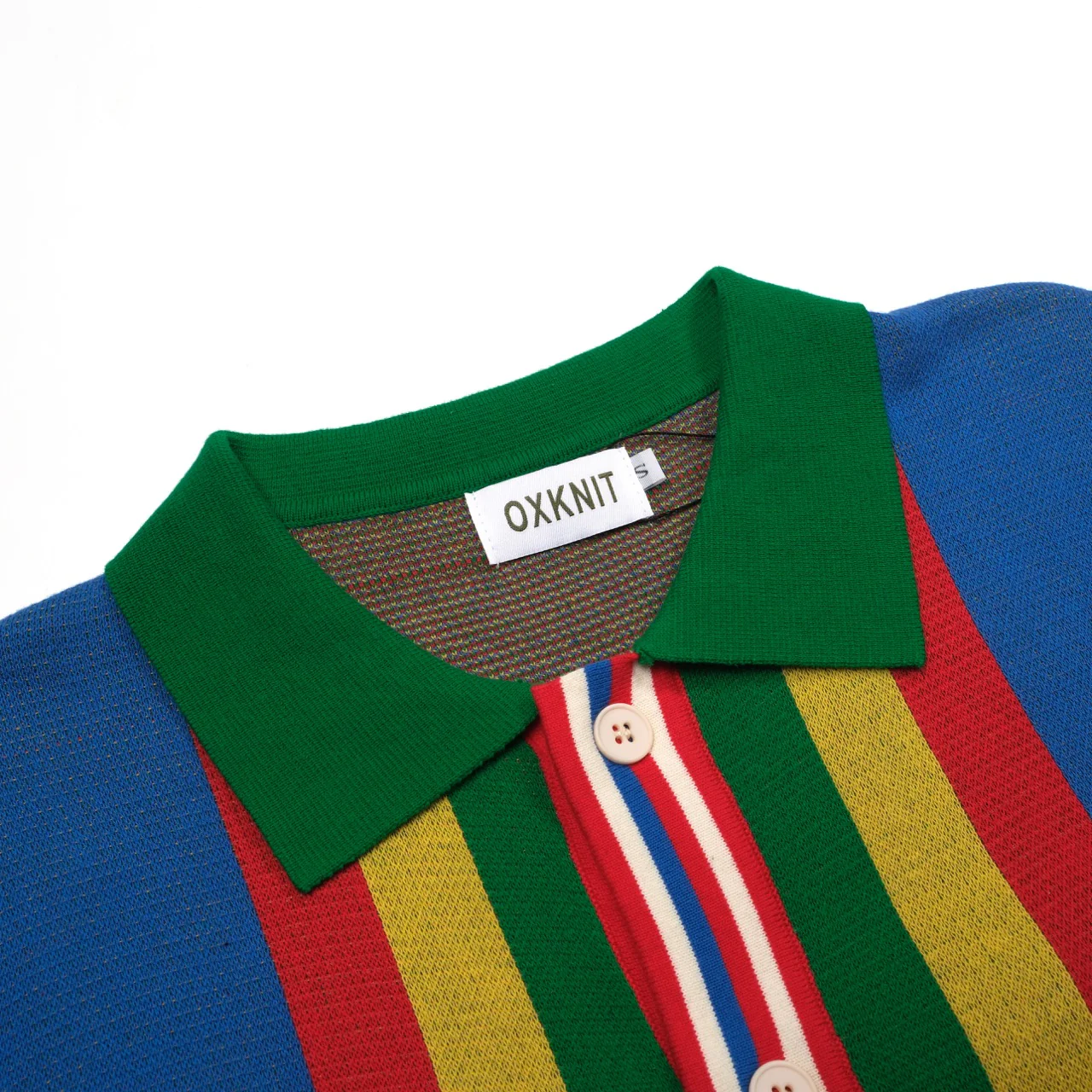 Men's Blue Art Retro Stripes Classic Jacquard Cardigan - Image 4