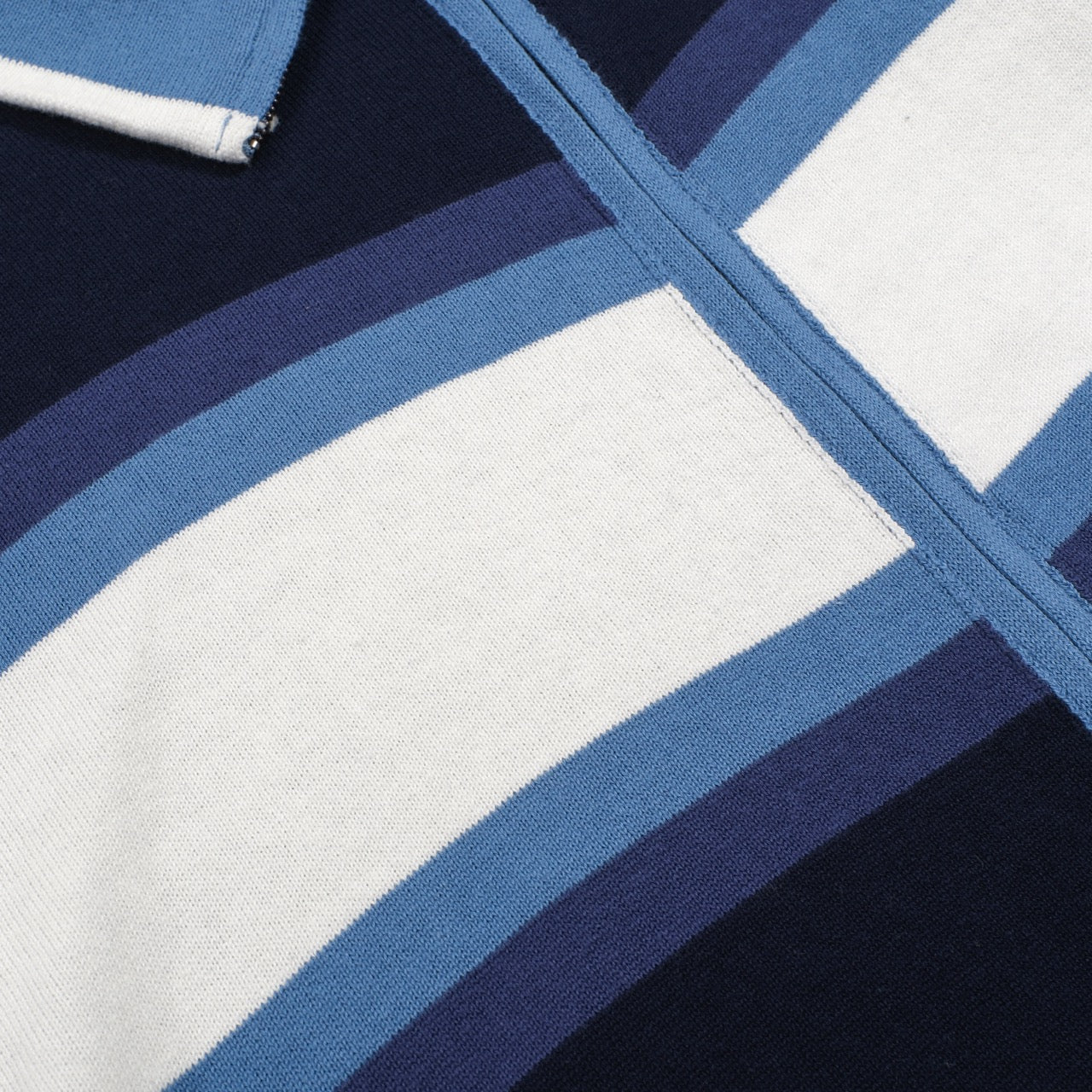 Men's blue art vintage jacquard striped knitted cardigan - Image 2