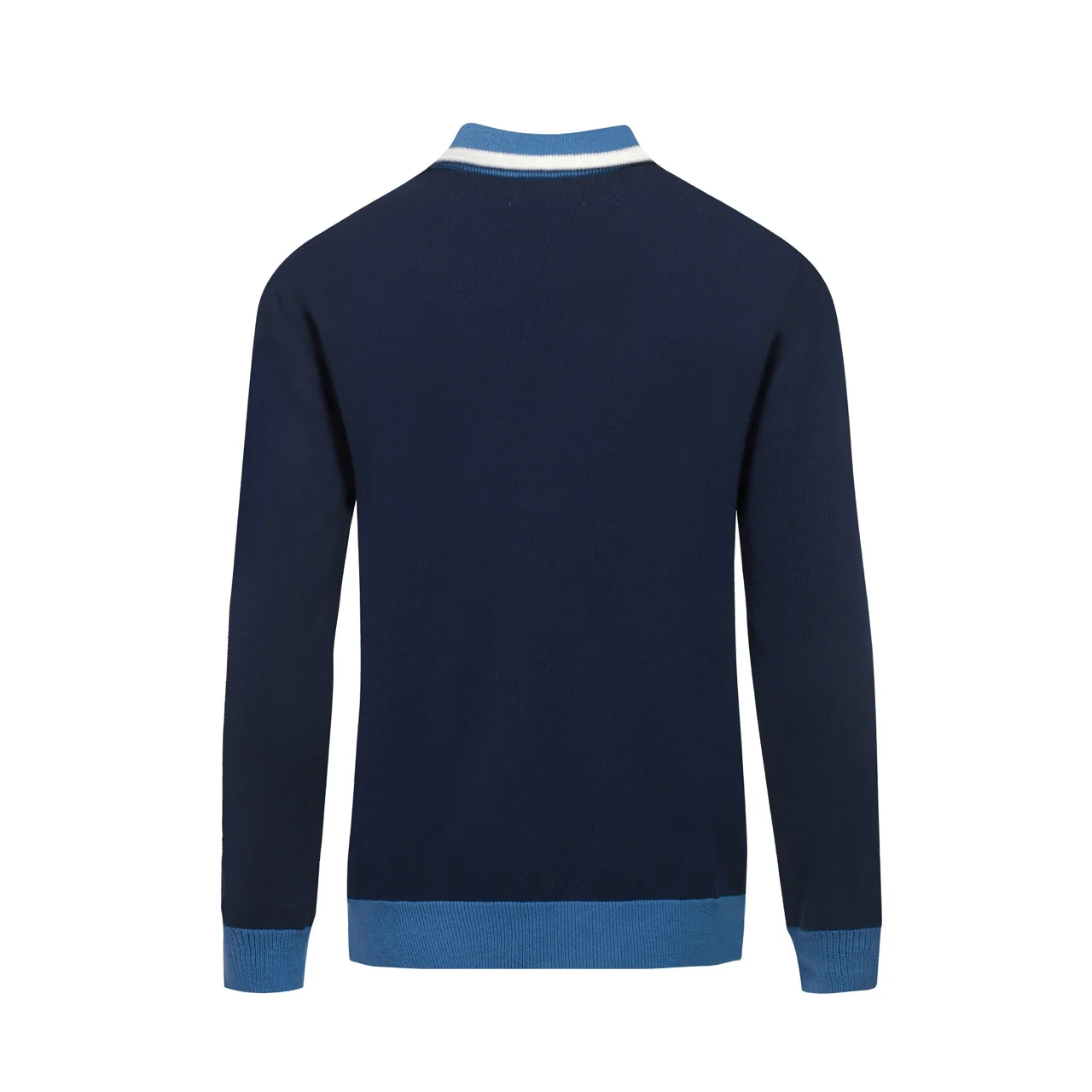 Men's blue art vintage jacquard striped knitted cardigan - Image 3