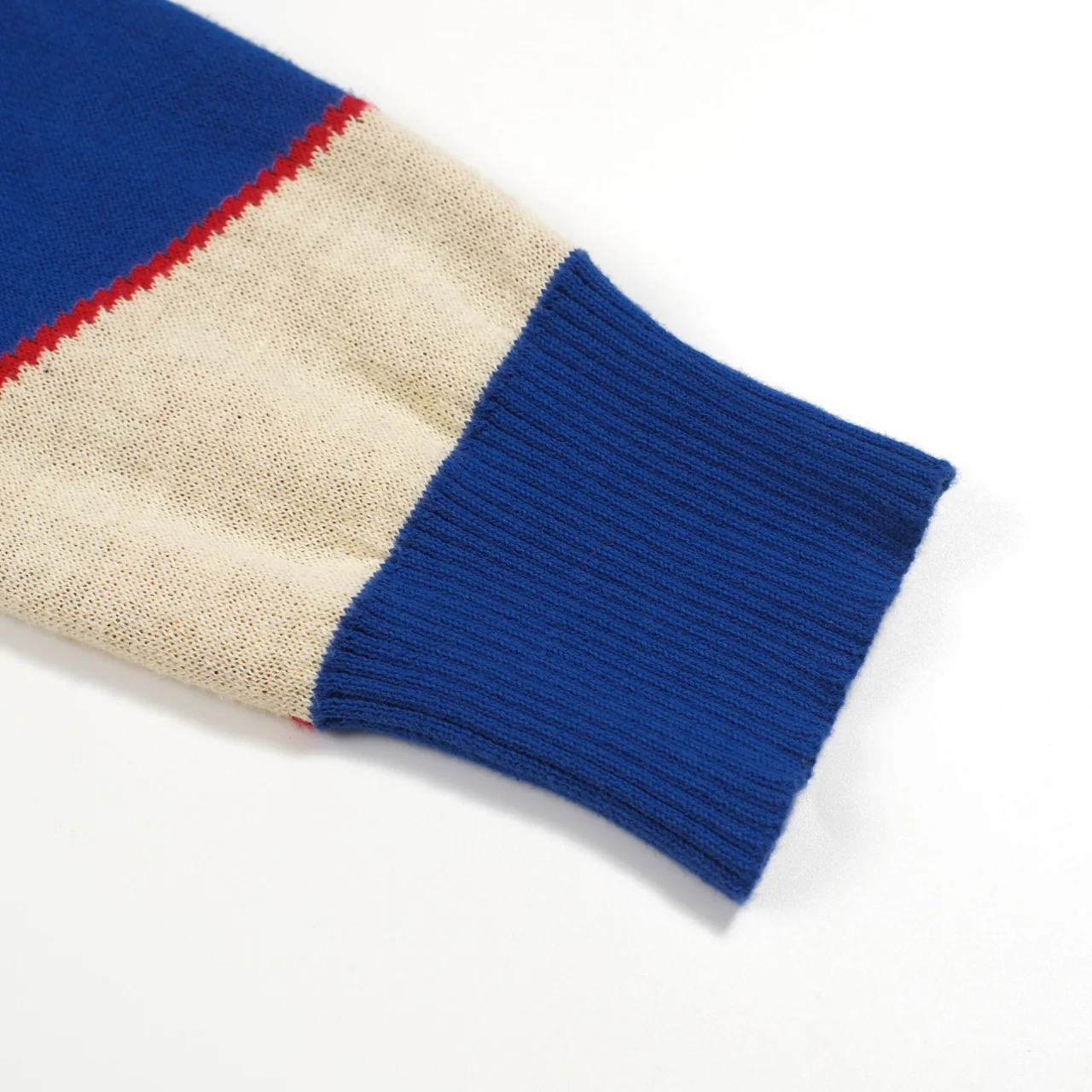 Men's blue fashionable striped vintage jacquard high-neck knitwear - Image 6