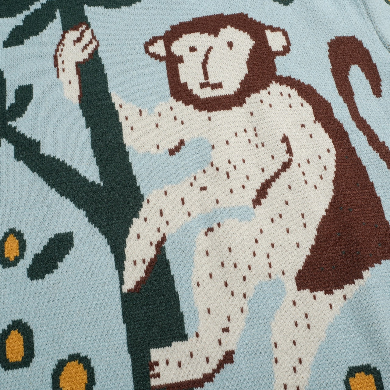 Mens blue leopard print monkey animal jacquard knitwear - Image 2