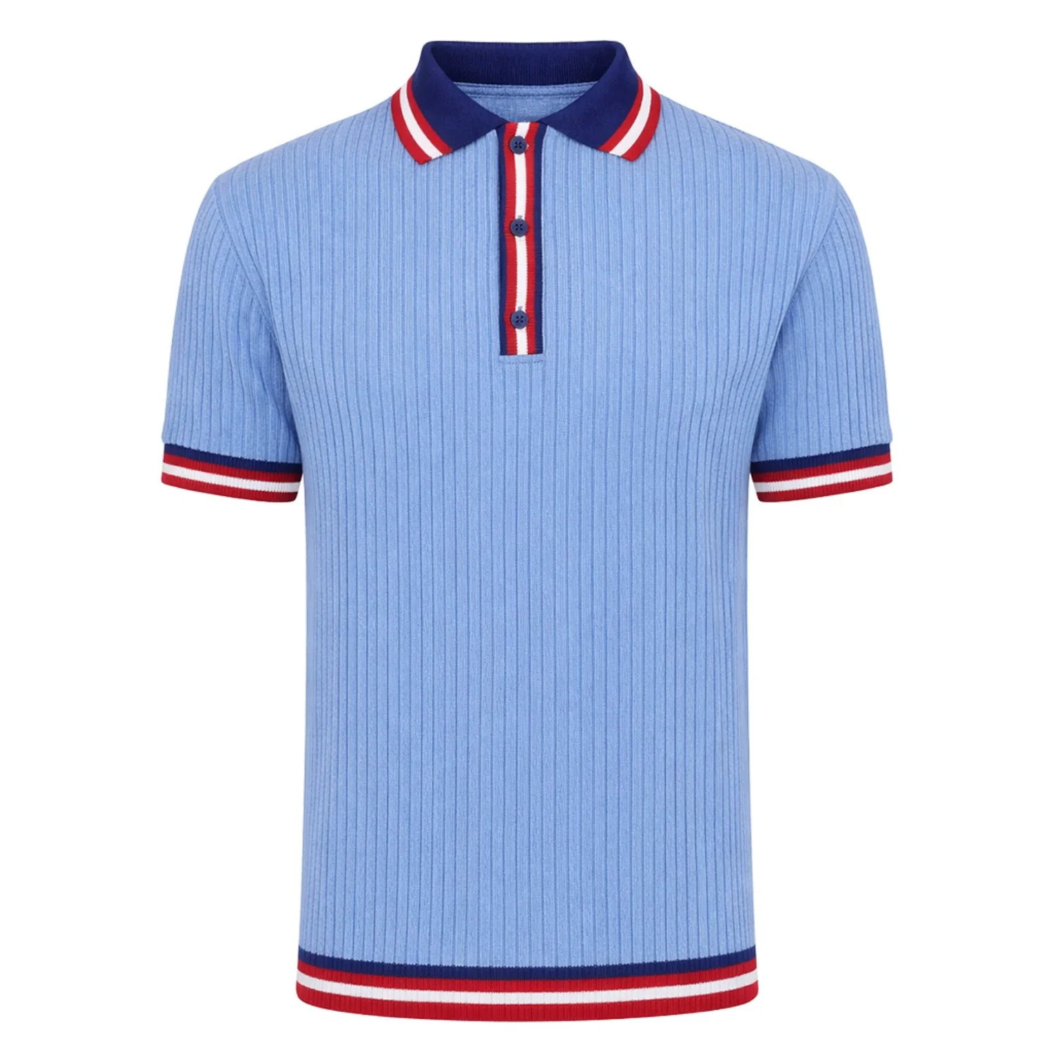 Men's blue pit bar vintage 60's knitted polo