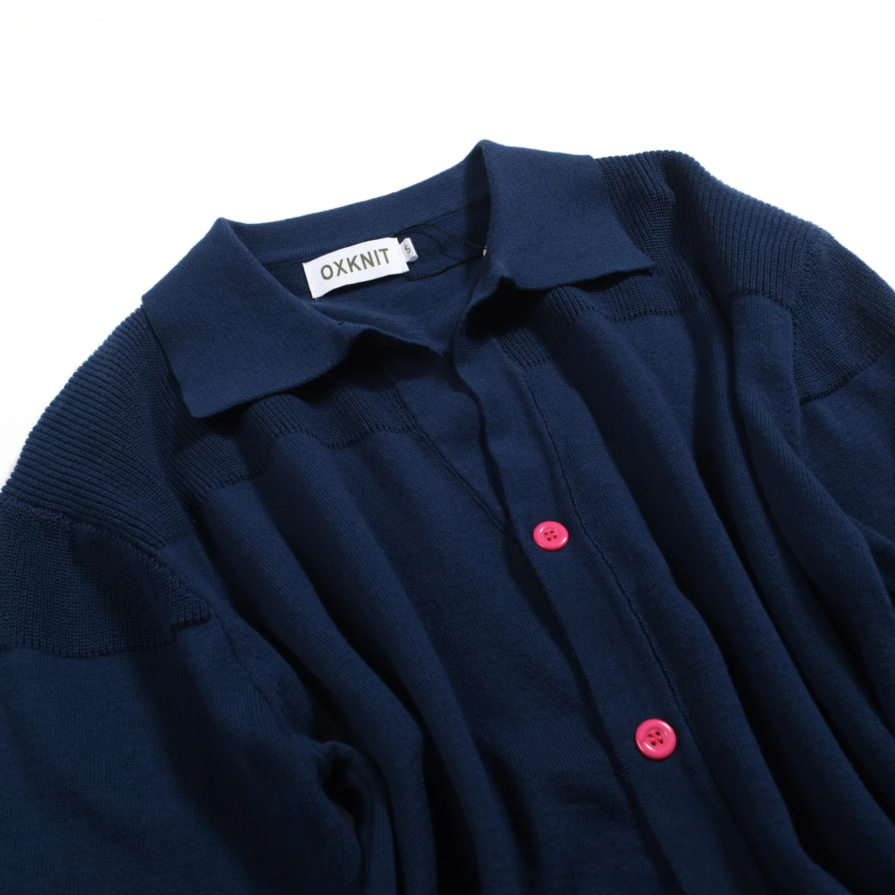 Men's blue pit stripe texture retro knitted cardigan - Image 7