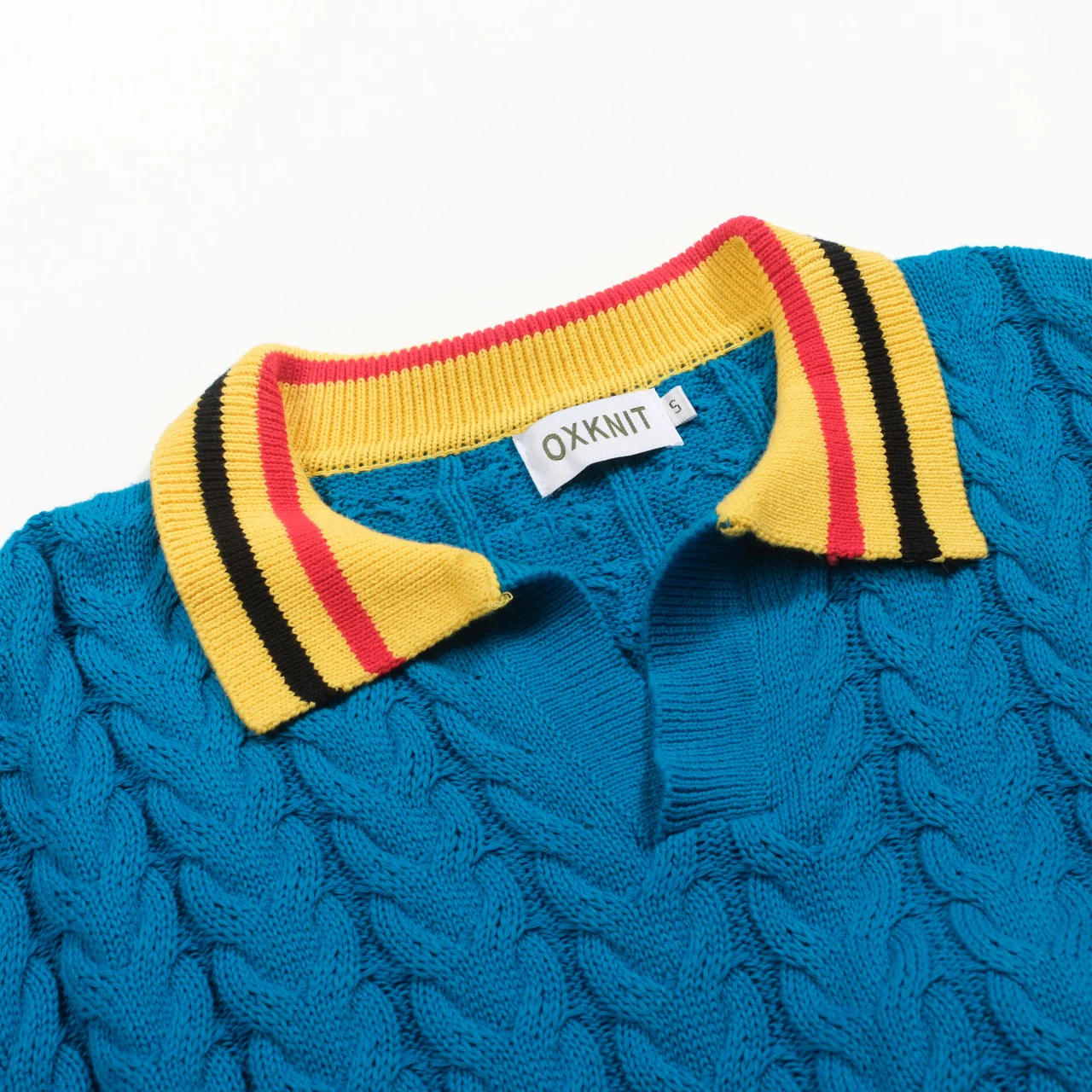 Men's blue retro aesthetic v-neck knitwear - Image 4