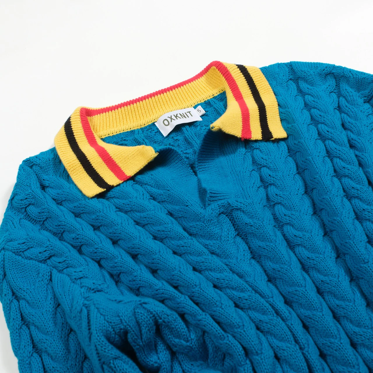Men's blue retro aesthetic v-neck knitwear - Image 7