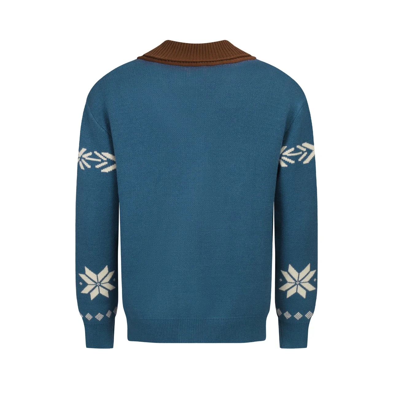 Men's blue vintage animal jacquard sweater cardigan - Image 3