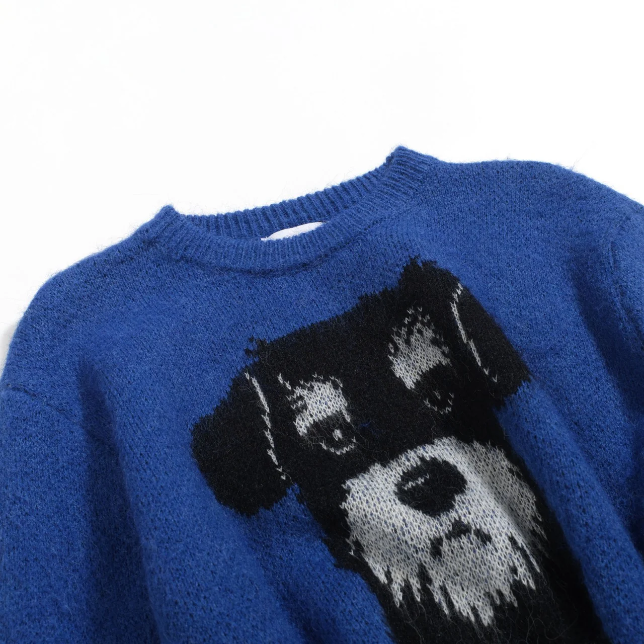 Men's blue vintage dog jacquard plush knitwear - Image 8