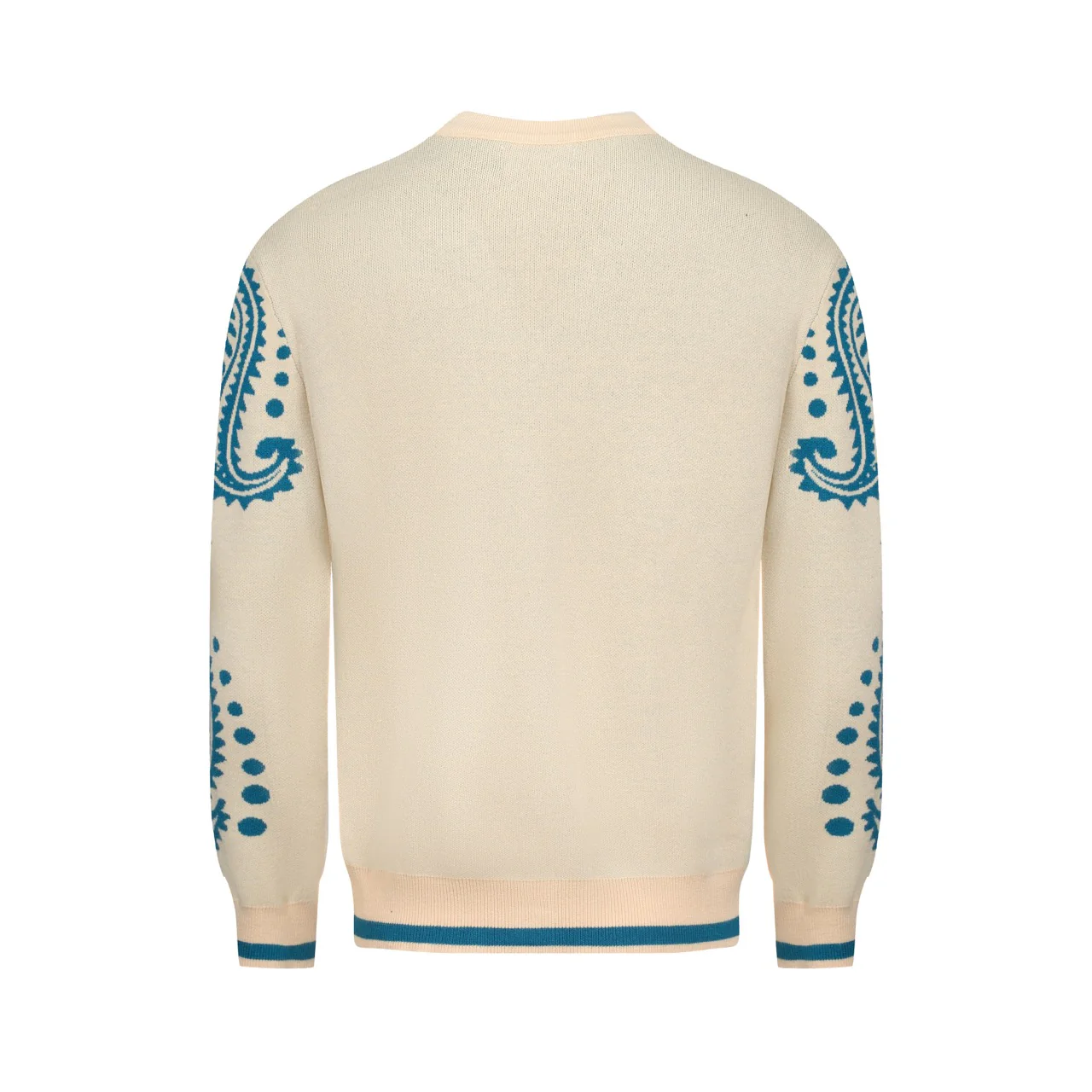 Men's blue vintage jacquard art sweater jacket - Image 3