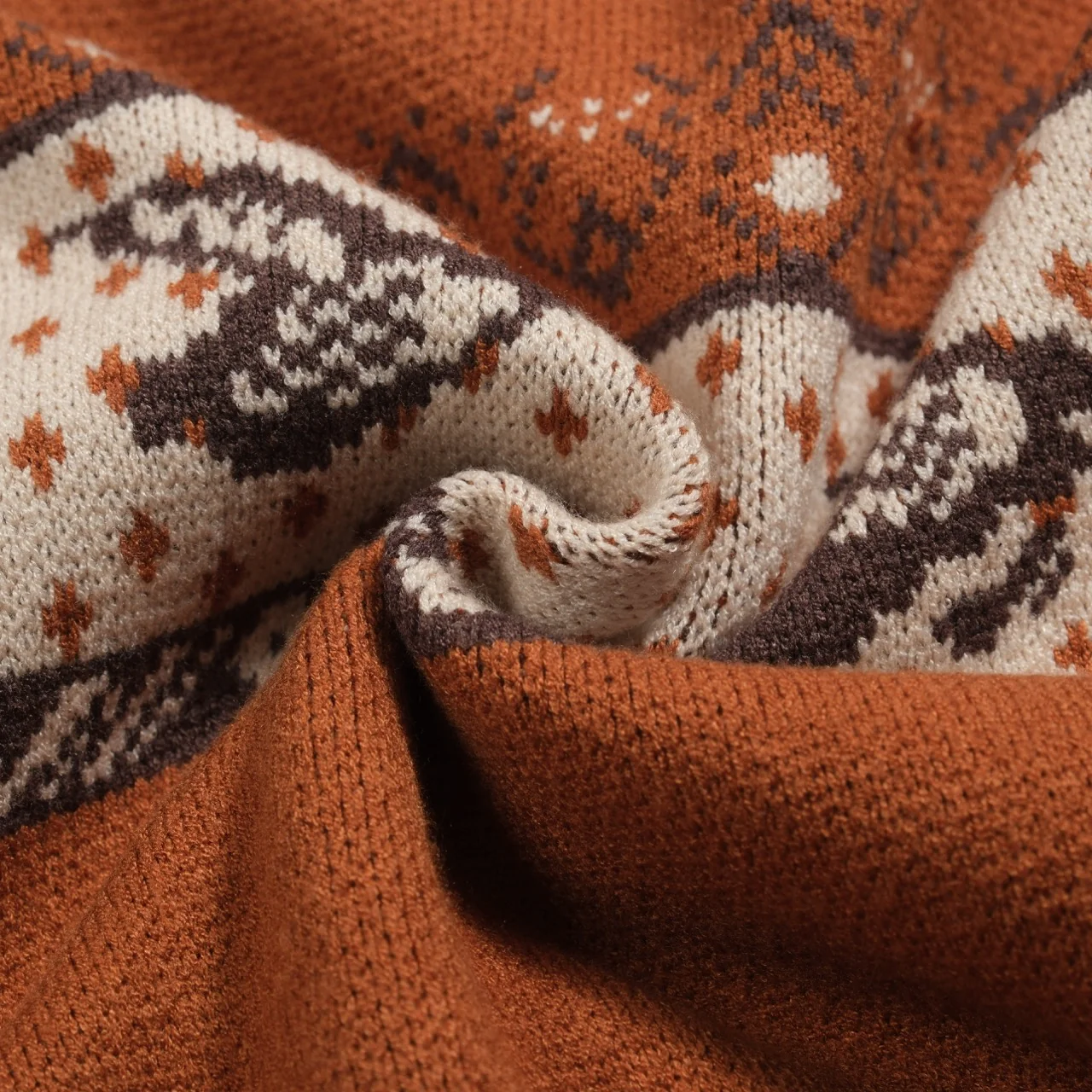 Men's brown 1960's casual jacquard sweater - Image 10