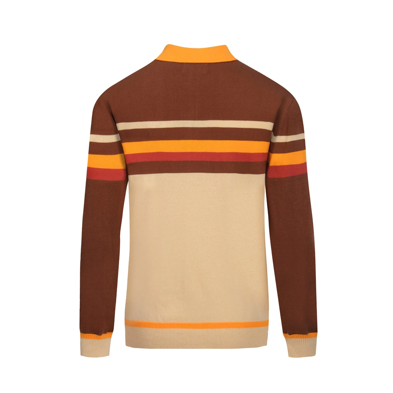 Mens brown 1960s striped polo knitwear - Image 3