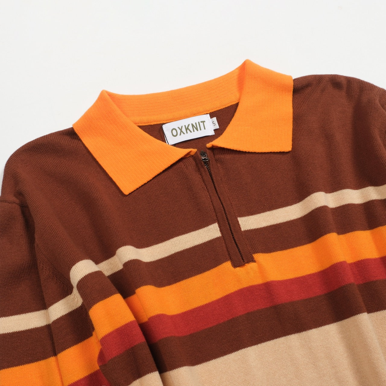 Mens brown 1960s striped polo knitwear - Image 8