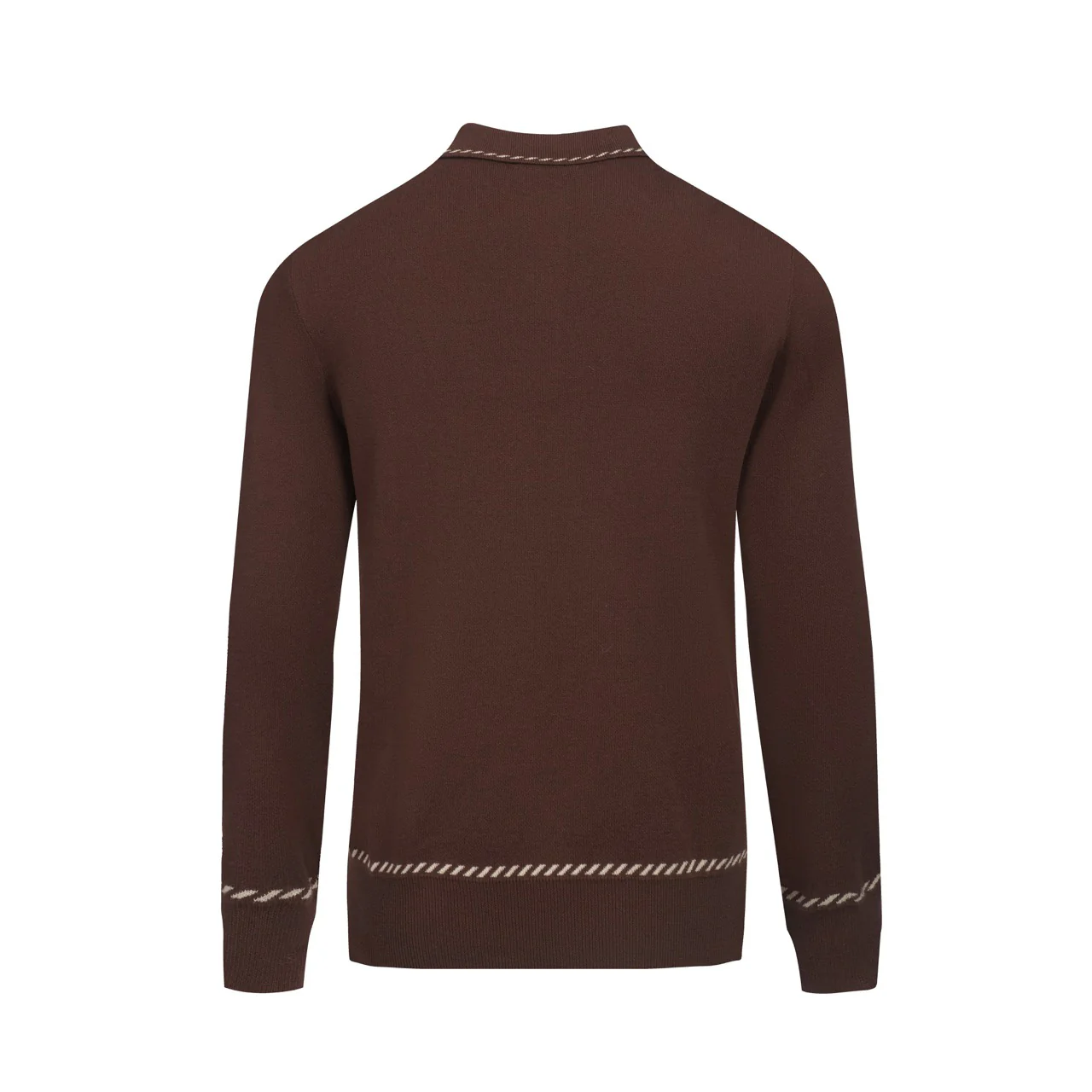 Men's Brown Classic Plaid Knitted Polo Shirt - Image 3