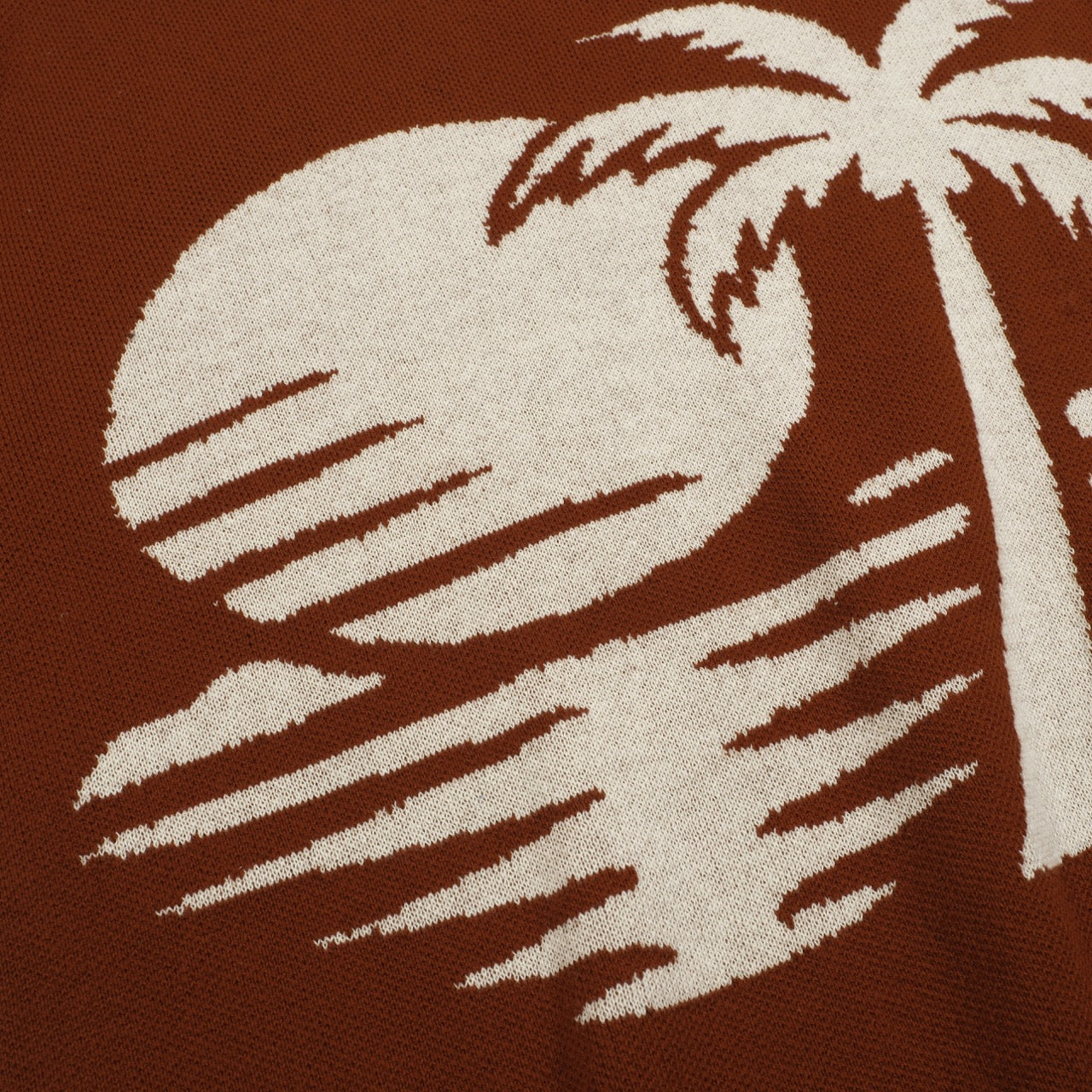 Men's brown coconut jacquard vintage casual knitwear - Image 2