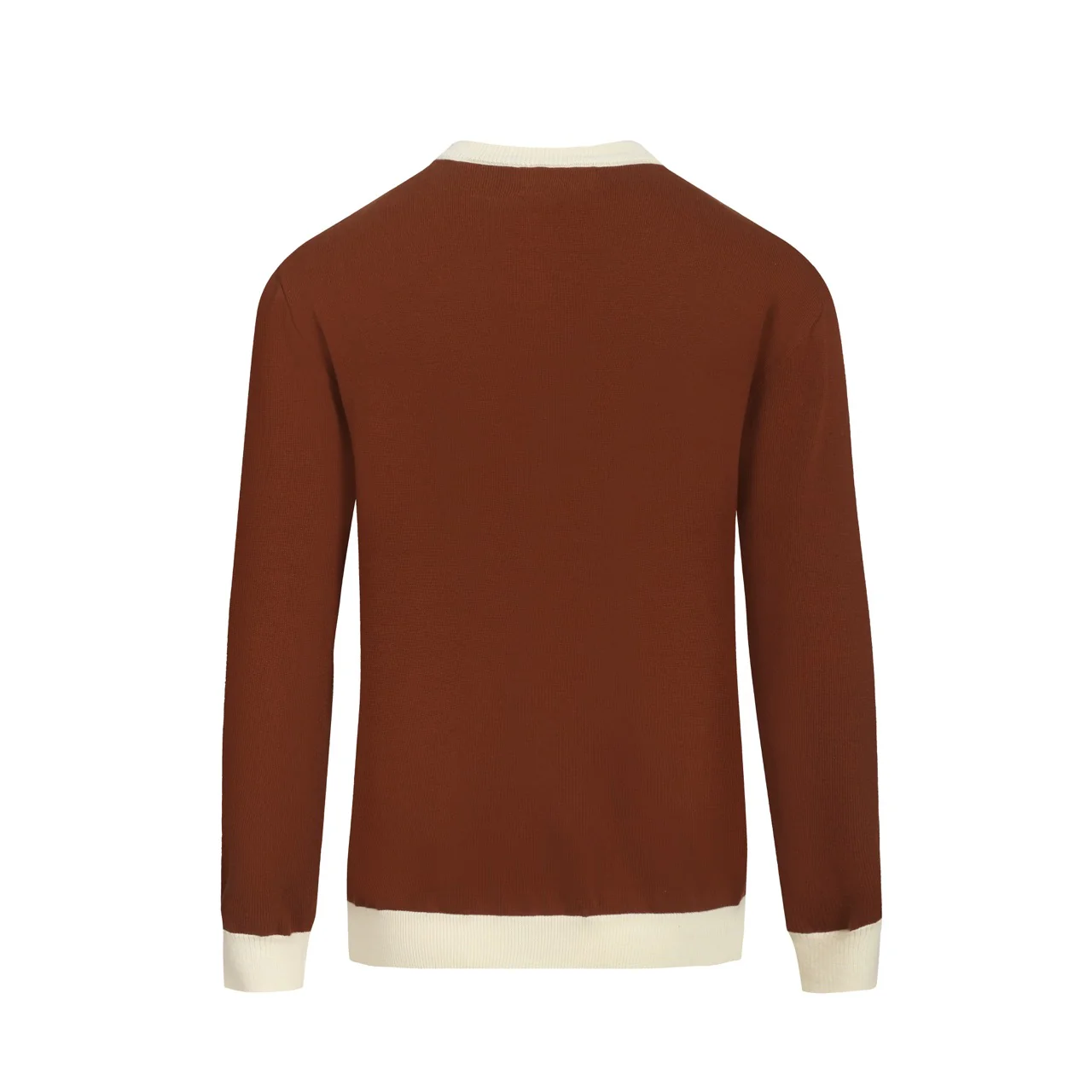 Men's brown coconut jacquard vintage casual knitwear - Image 3