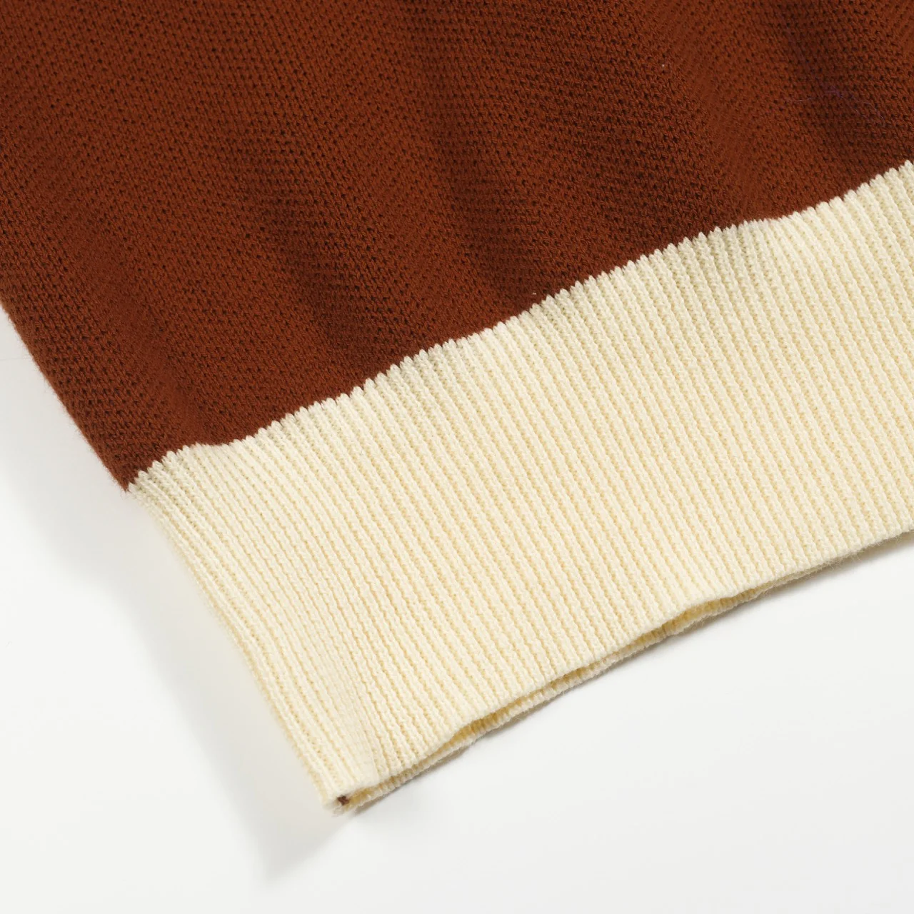 Men's brown coconut jacquard vintage casual knitwear - Image 7