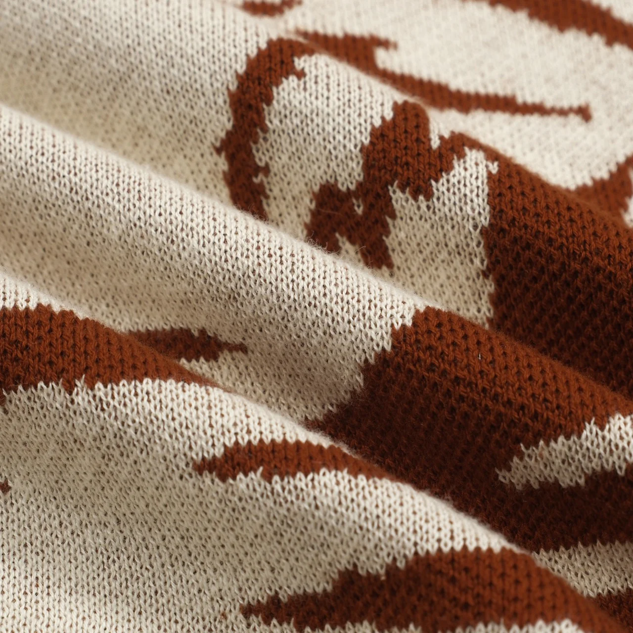 Men's brown coconut jacquard vintage casual knitwear - Image 9