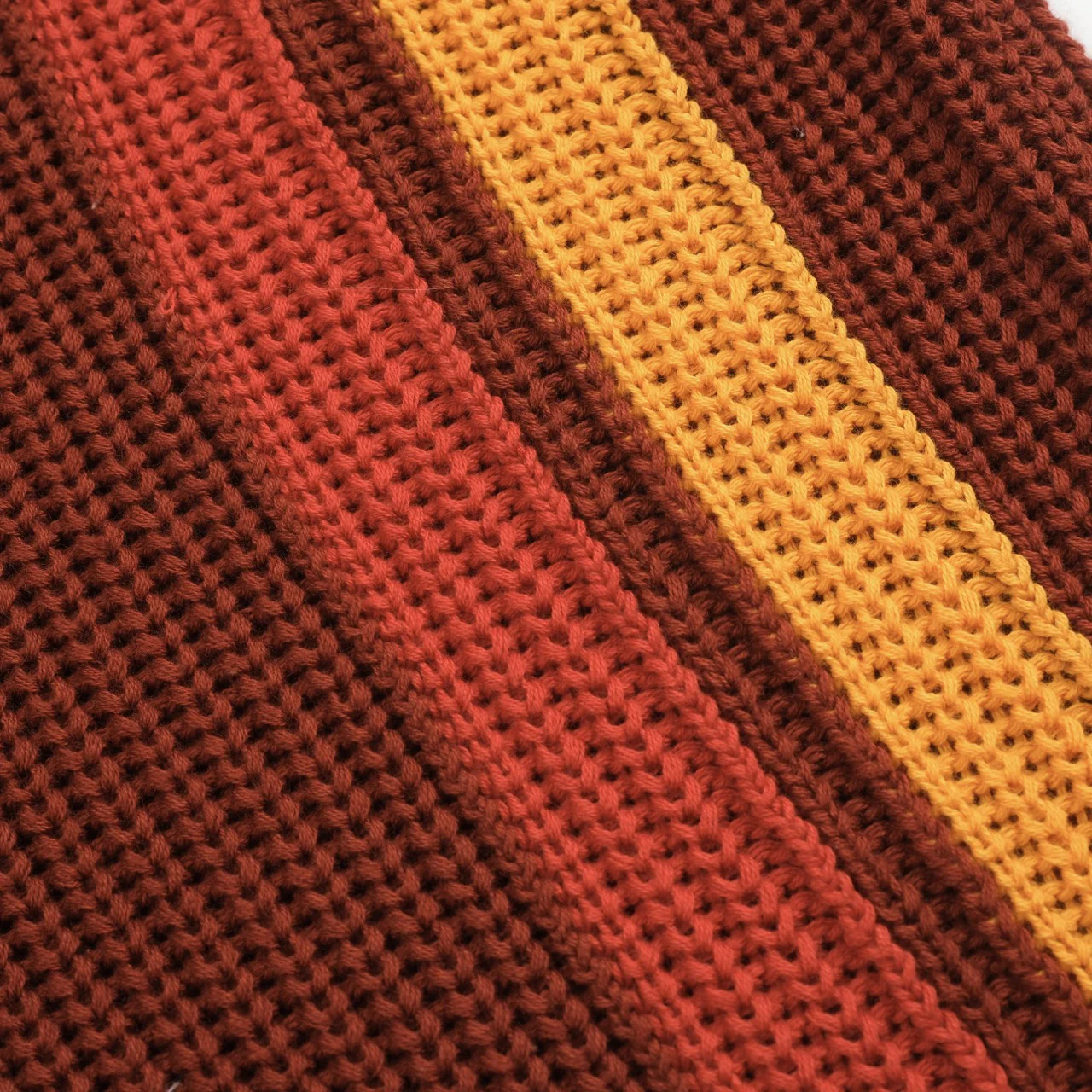 Men's brown retro college-style striped polo knitwear - Image 2