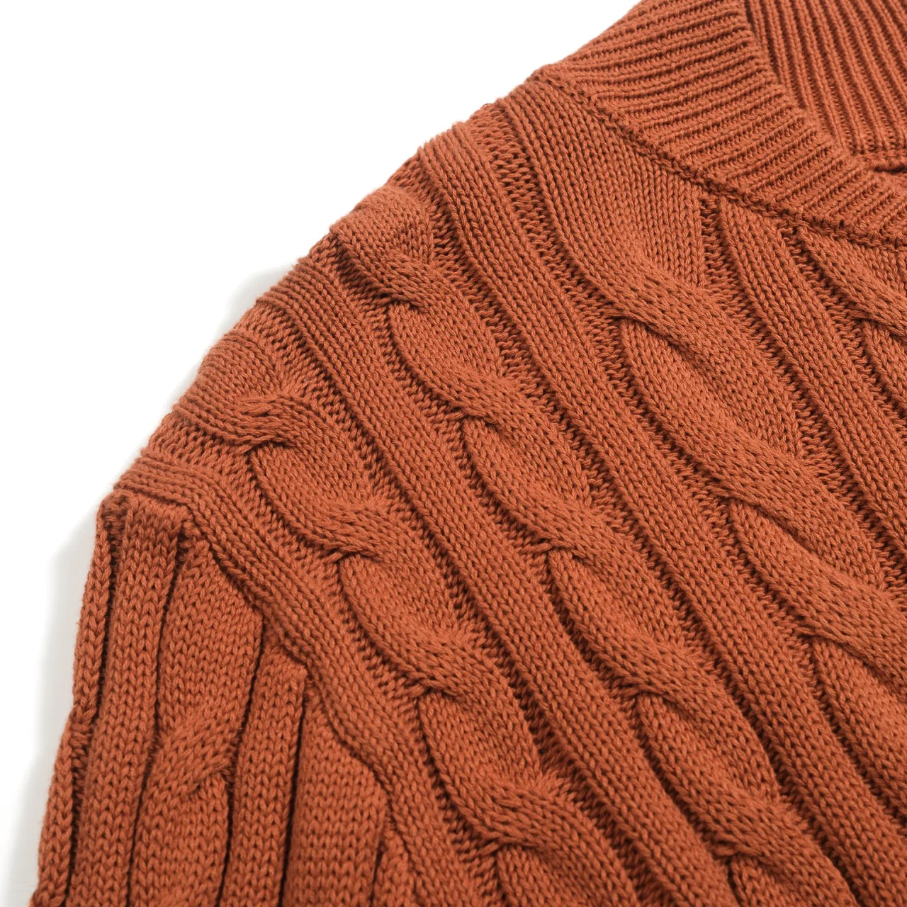 Men's brown twist knit zipper cardigan - Image 6