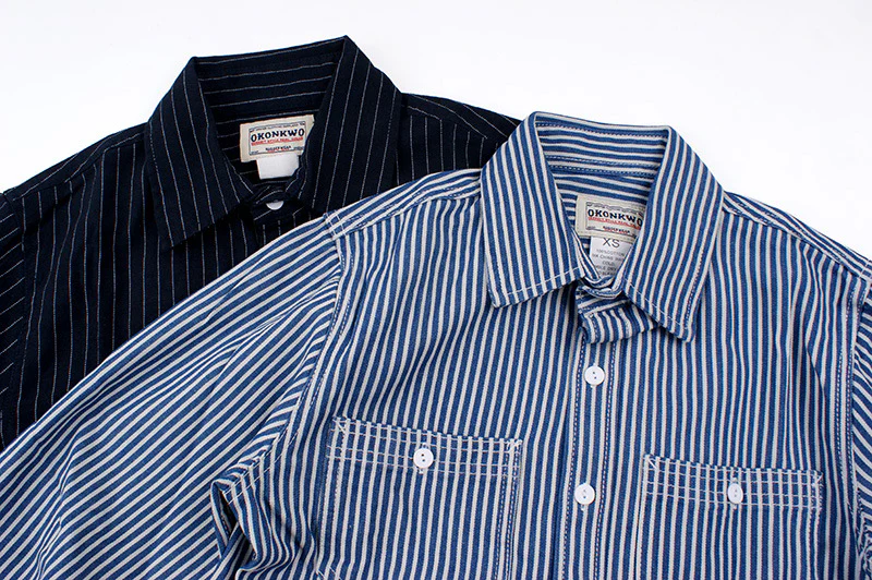 Men's casual vertical striped workwear long-sleeved shirt - Image 15