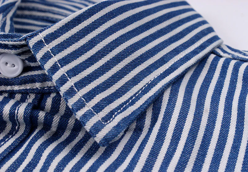 Men's casual vertical striped workwear long-sleeved shirt - Image 7