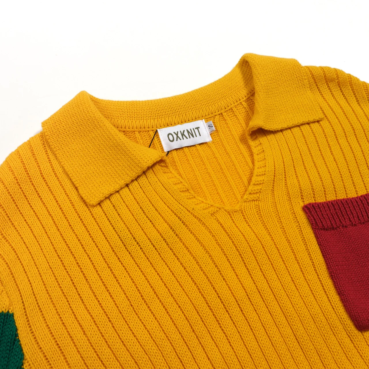 Men's Colour-matched vintage knit pocket V-neck polo - Image 4