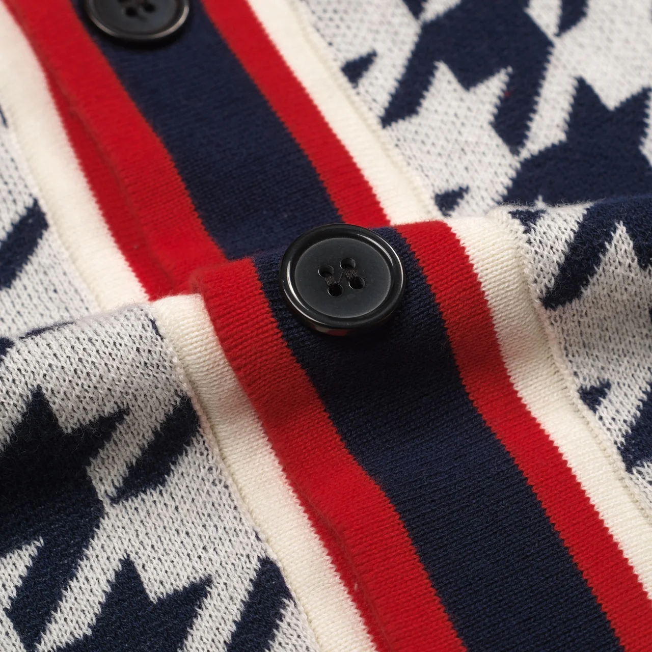Men's dark blue birdcheck pocket knitted cardigan - Image 5