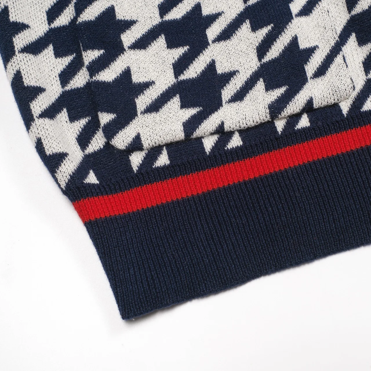 Men's dark blue birdcheck pocket knitted cardigan - Image 7