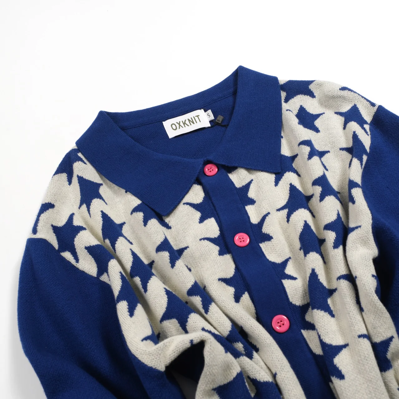 Men's dark blue classic retro-style jacquard cardigan - Image 8