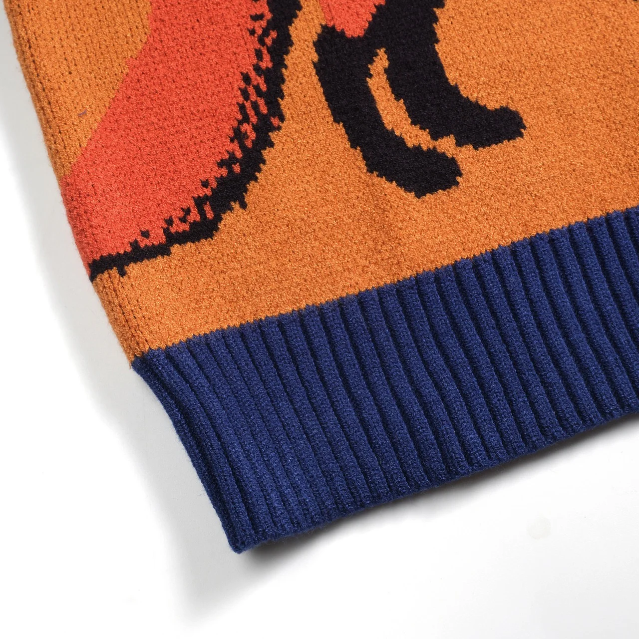 Men's dark blue fox jacquard vintage knitwear - Image 5