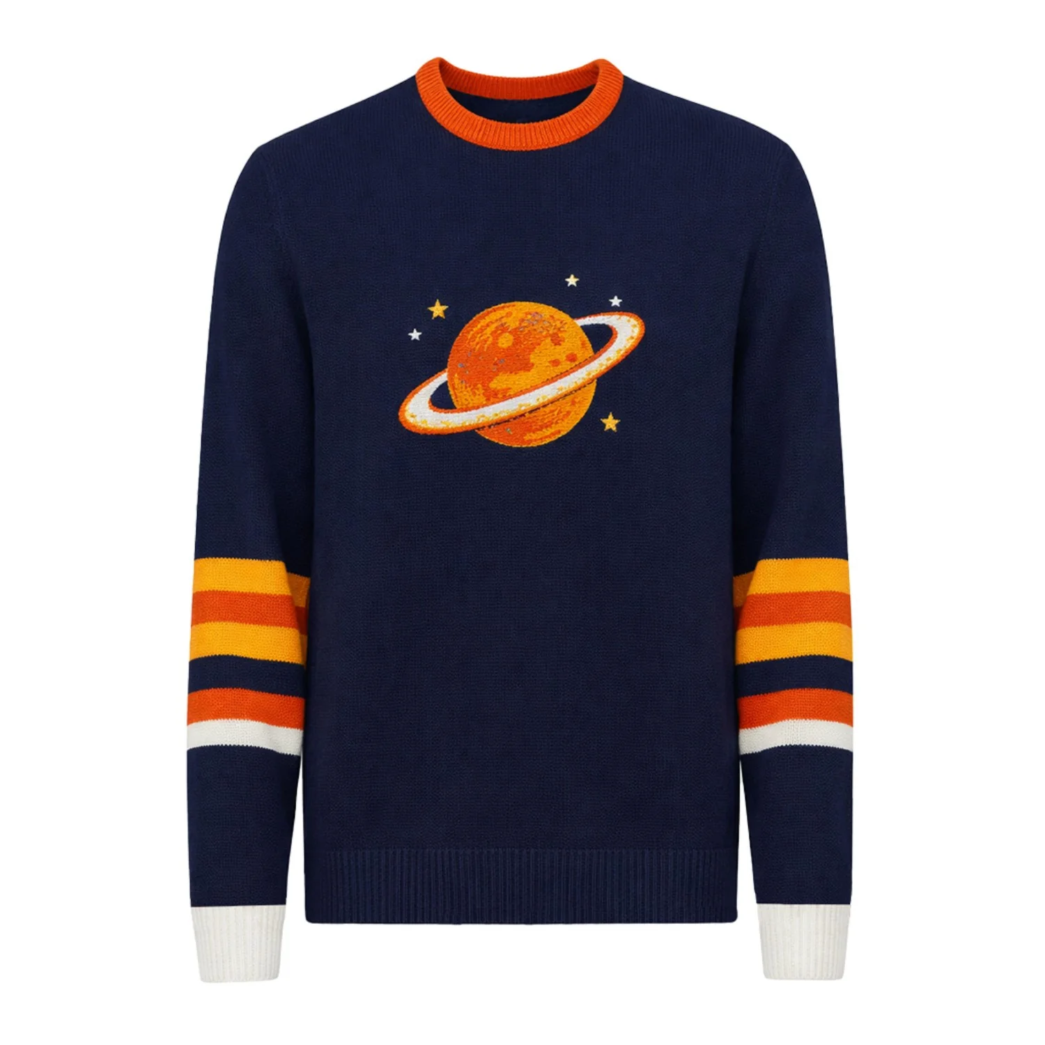 Men's dark blue Planet embroidery classic Knitwear