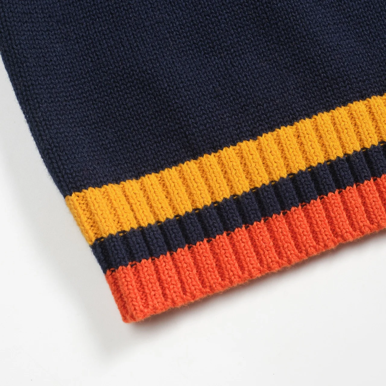 Men's dark blue retro art-striped fashionable jacquard round-neck knitwear - Image 5