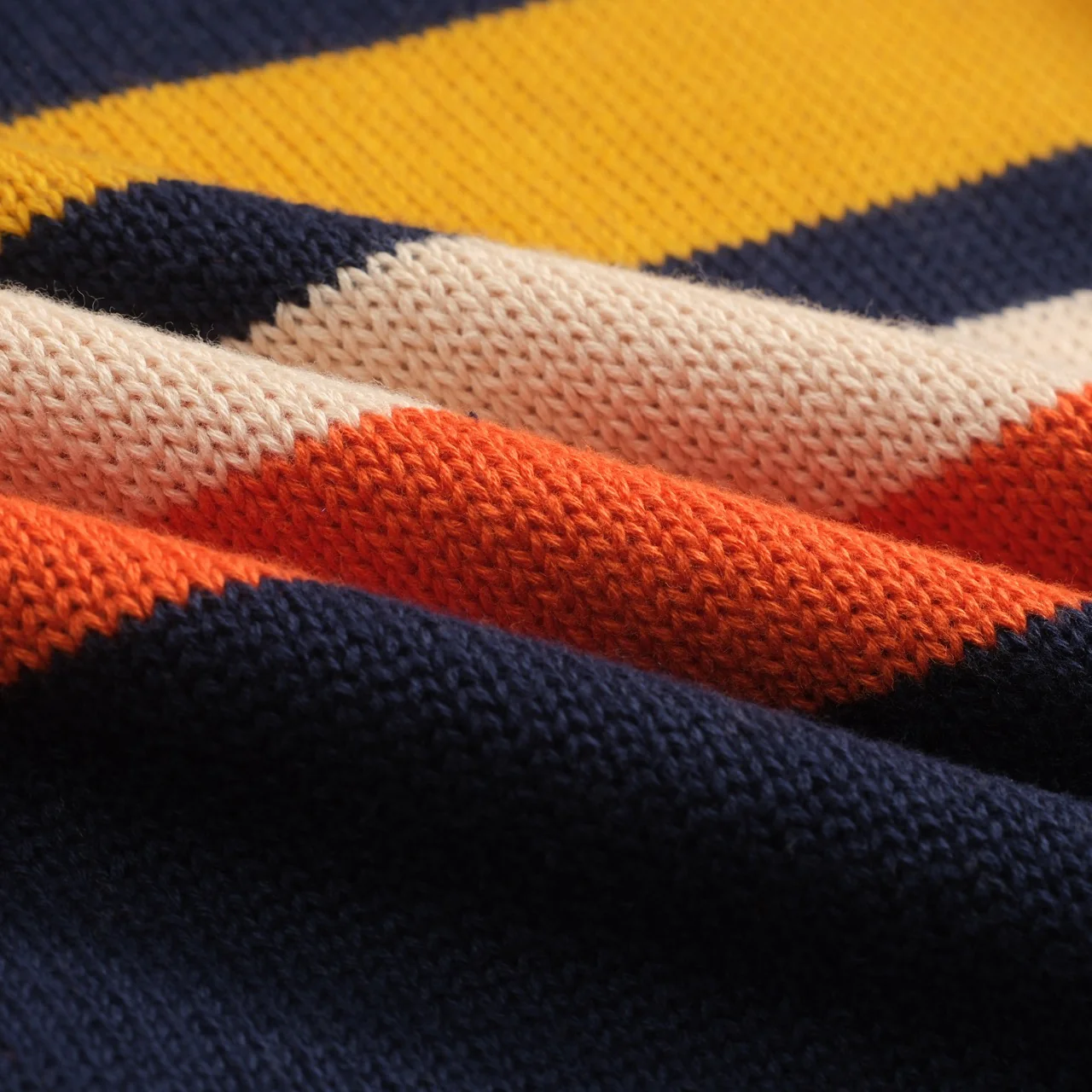 Men's dark blue retro art-striped fashionable jacquard round-neck knitwear - Image 7