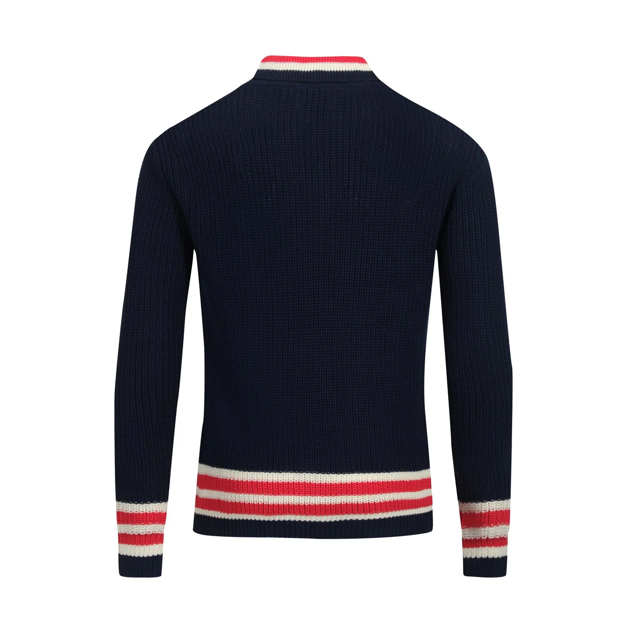 Men's dark blue retro V-neck knitwear - Image 3