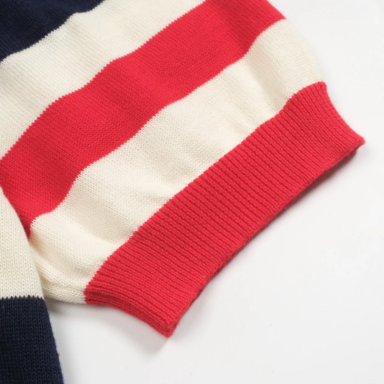 Men's dark blue striped animal embroidery knitted T-shirt - Image 7