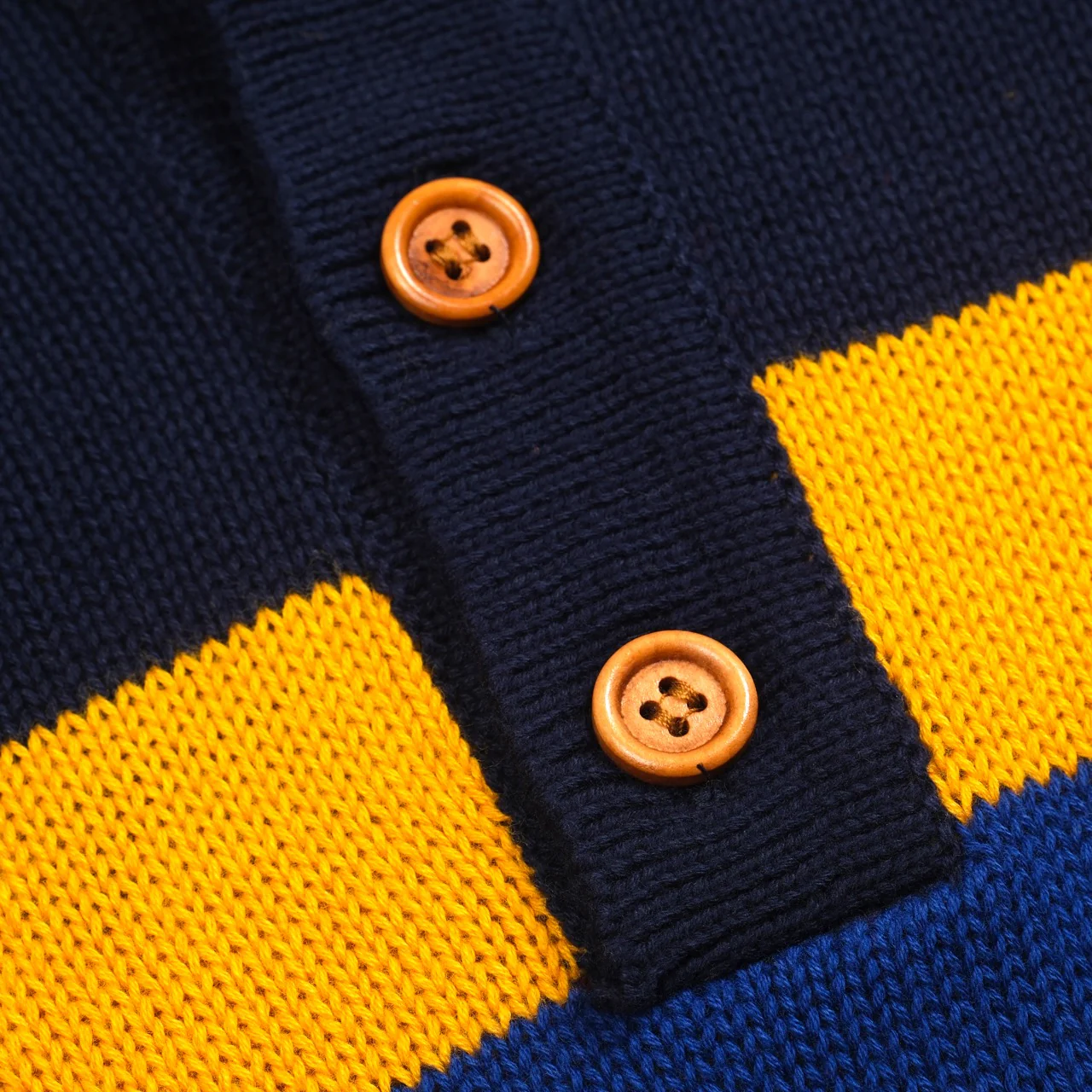 Men's dark blue striped retro knitted polo shirt - Image 5