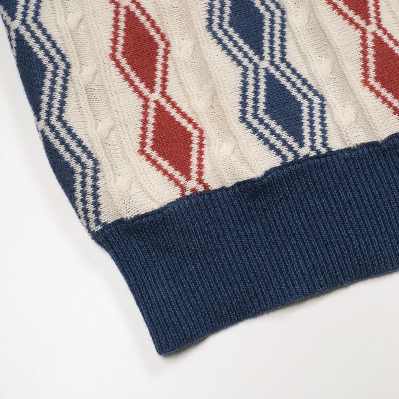 Men's dark blue vintage casual V-neck polo knitwear - Image 6