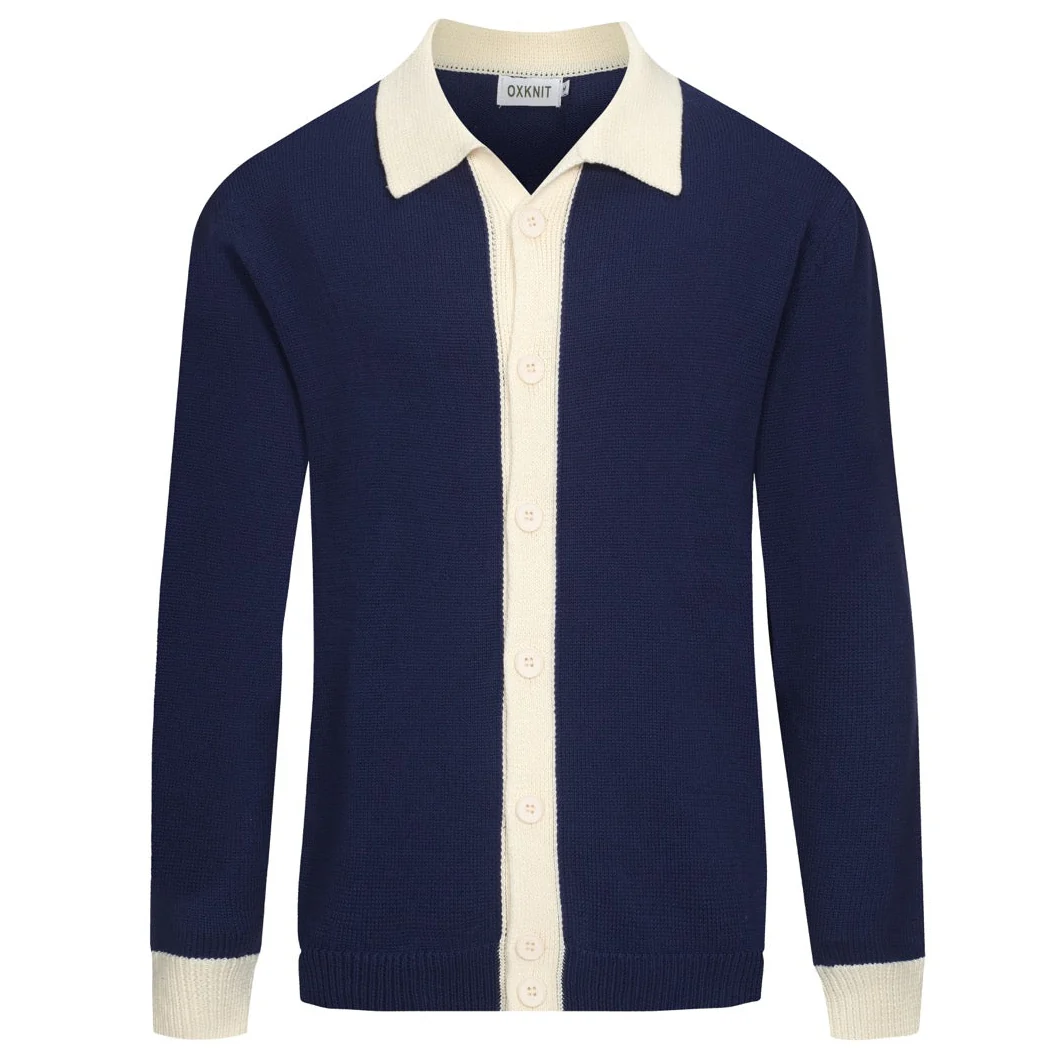 Men's dark blue vintage collegiate cardigan