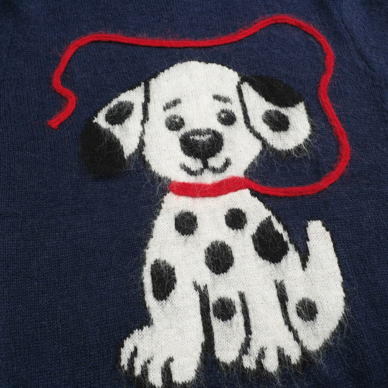 Men's dark blue vintage spotted dog jacquard wool knitwear - Image 2