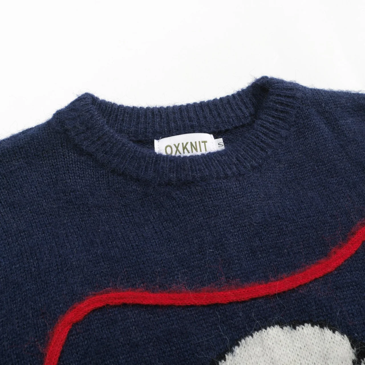 Men's dark blue vintage spotted dog jacquard wool knitwear - Image 4