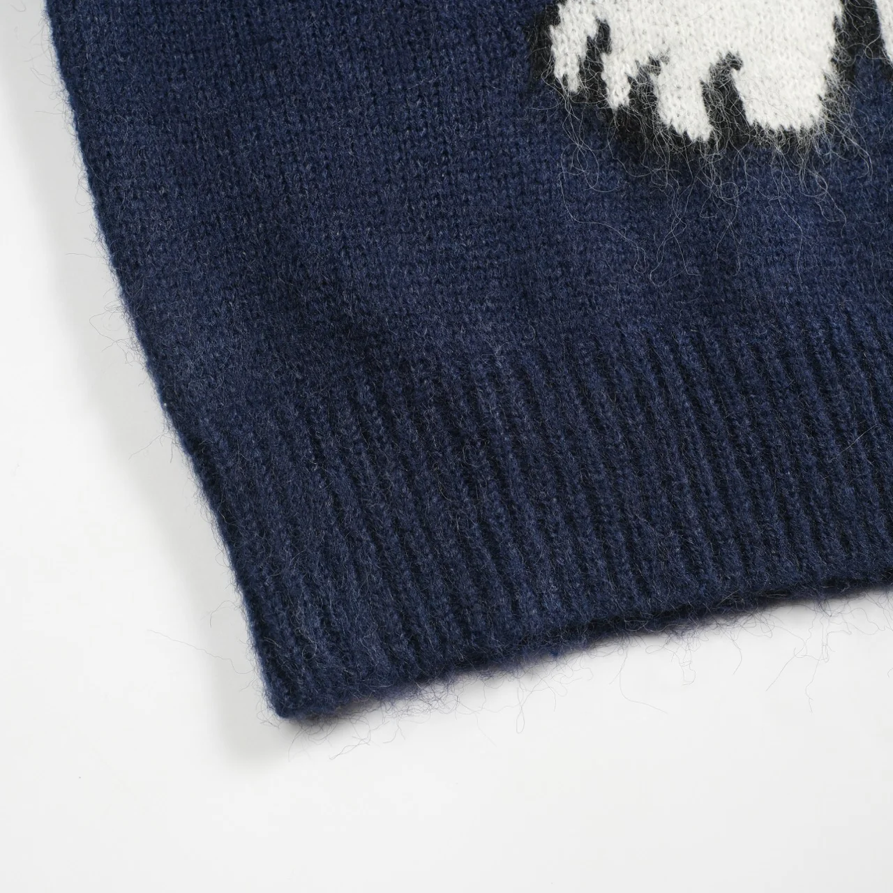 Men's dark blue vintage spotted dog jacquard wool knitwear - Image 5