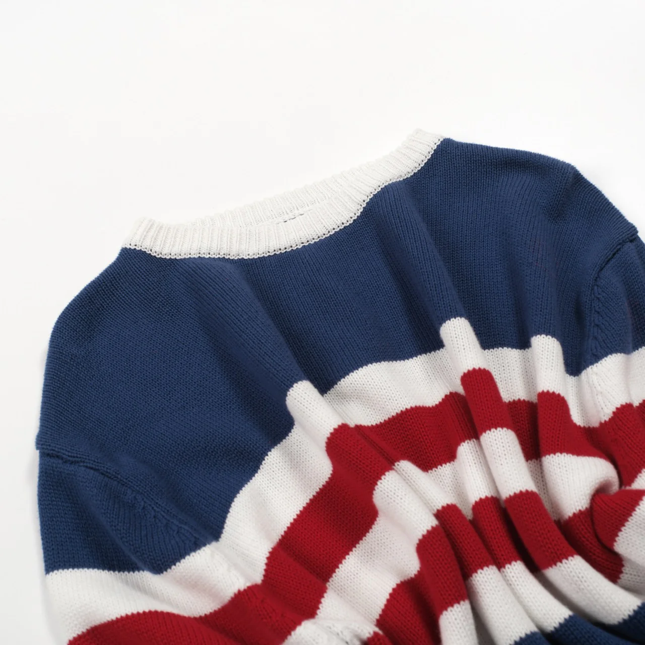Men's dark blue vintage striped artistic fashion street jacquard knitwear - Image 8