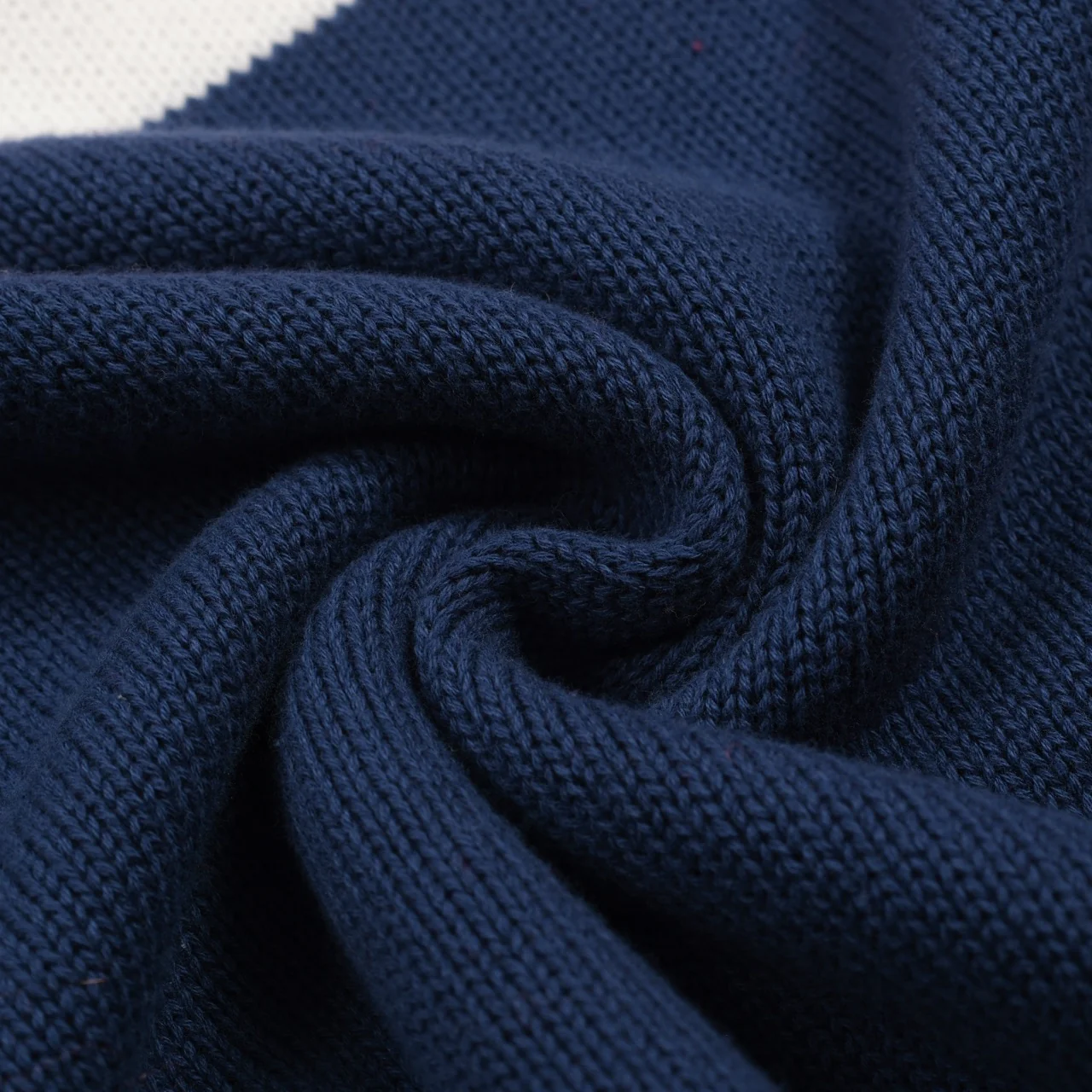 Men's dark blue vintage striped artistic fashion street jacquard knitwear - Image 9