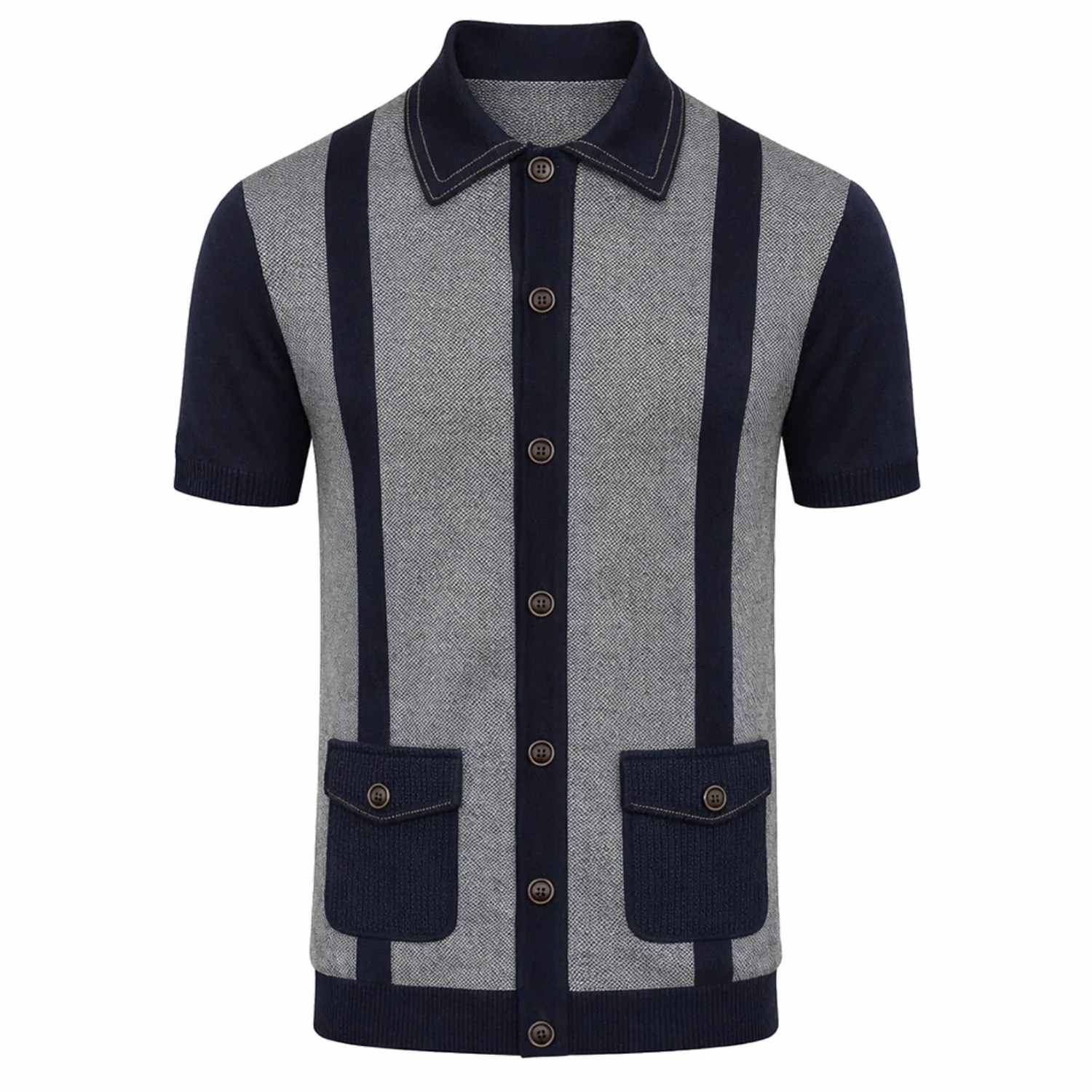 Men's Dark Grey Retro Design Knitted Cardigan