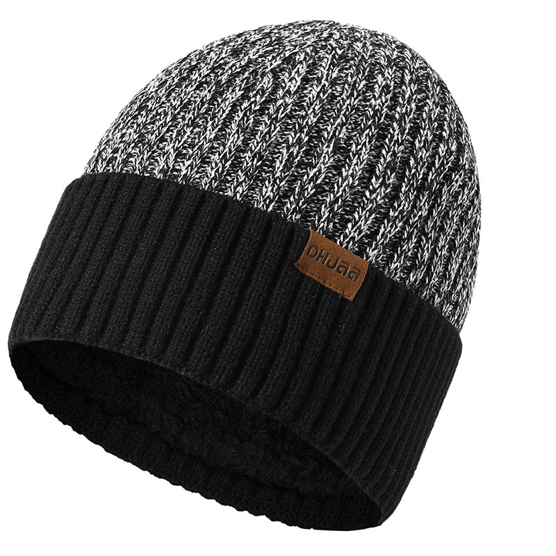 Men's Double Layer Woolen Cap Adult New plus Velvet Warm Knitted Hat - Image 4