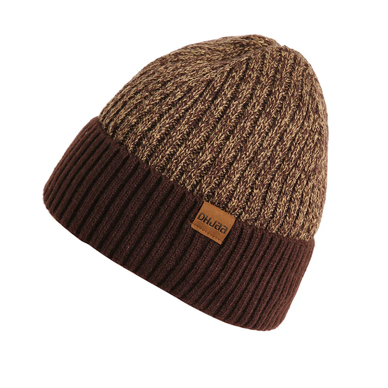 Men's Double Layer Woolen Cap Adult New plus Velvet Warm Knitted Hat - Image 7