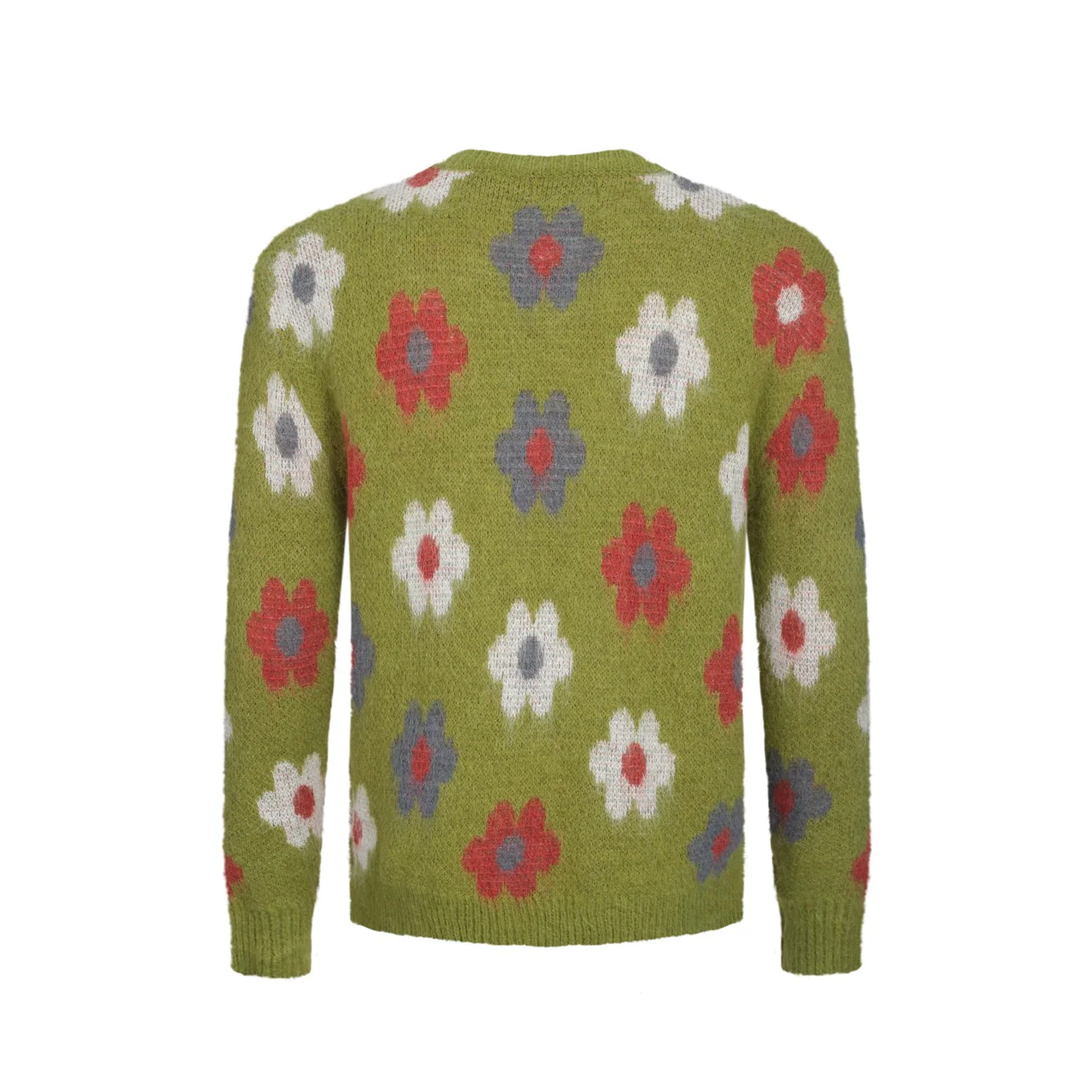 Men's green floral vintage plush knit sweater - Image 3